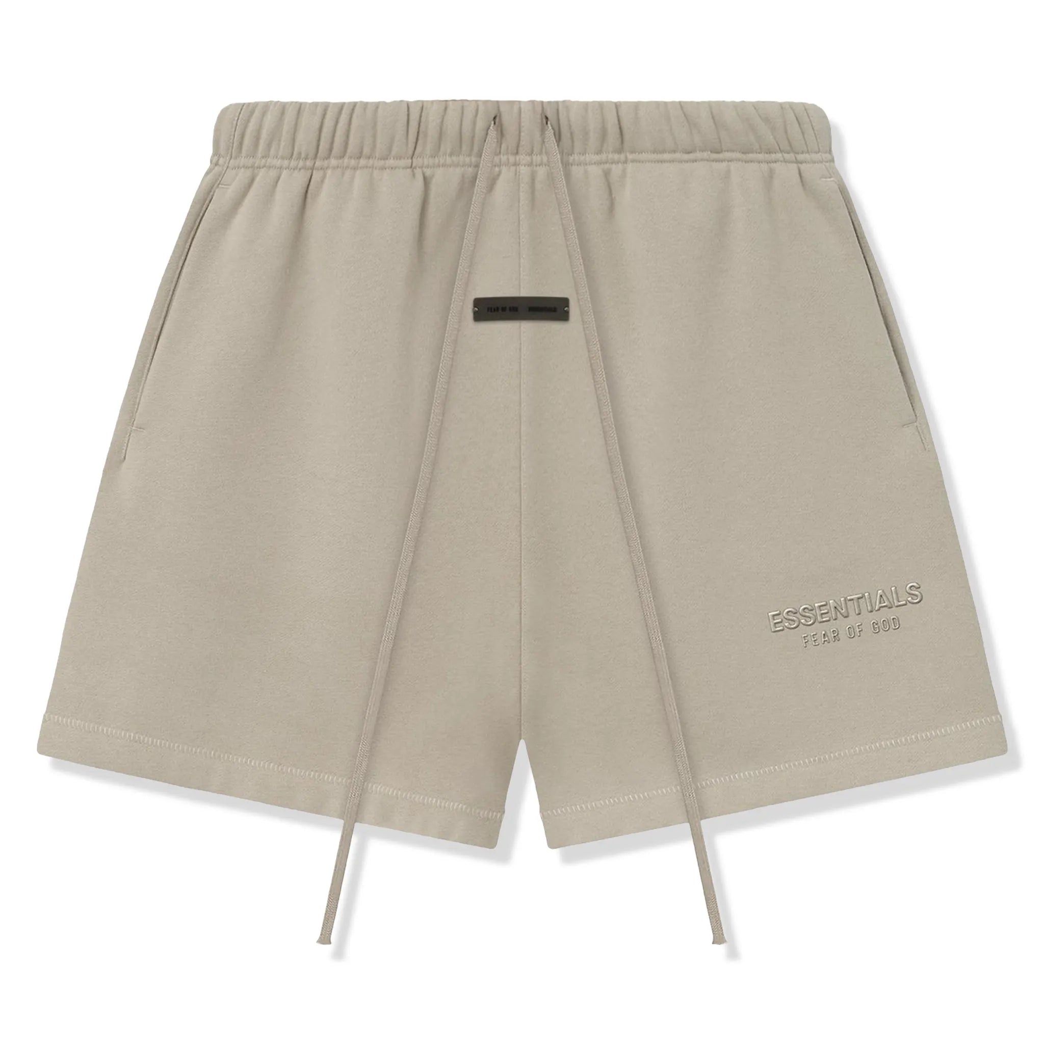 Front View of Fear Of God Essentials Classic Fleece Timber Shorts (FW25)