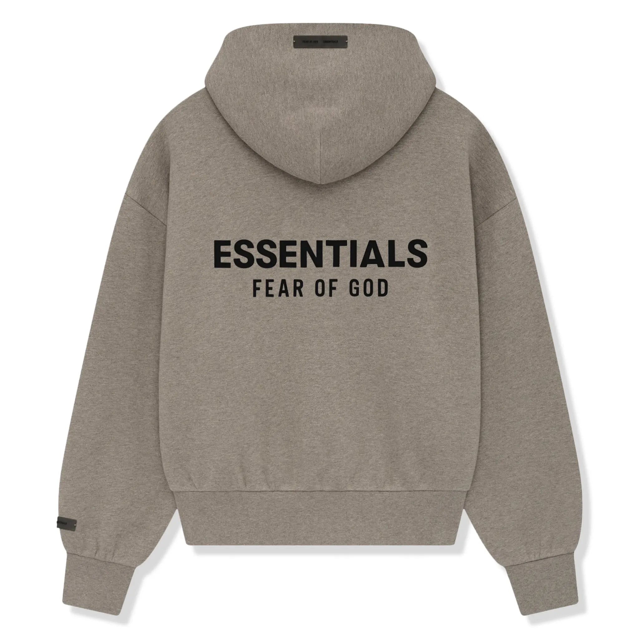 Back View of Fear Of God Essentials Classic Hood Homestead Heather Zip-Up Hoodie 192AS254781F