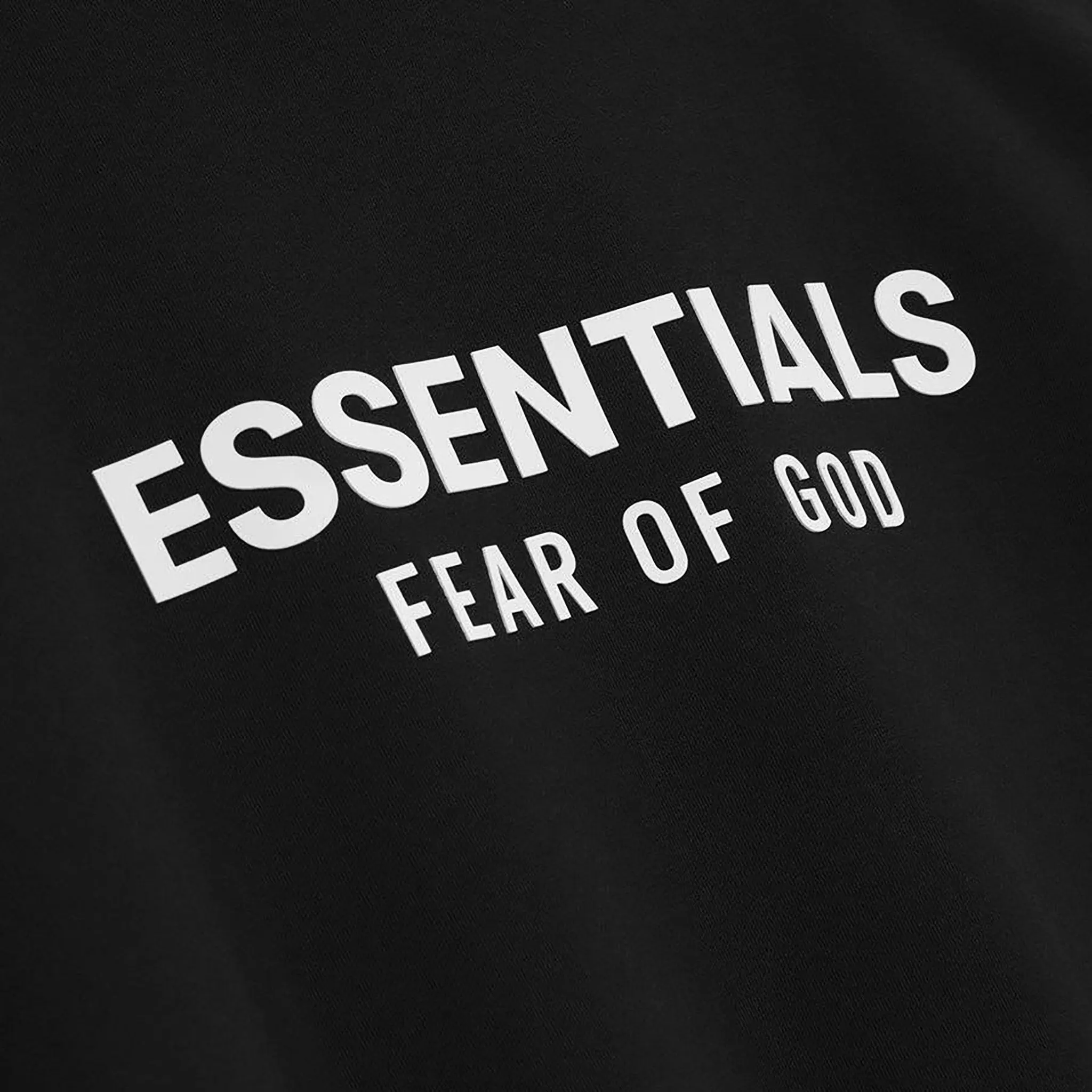 Detailed Logo View of Fear Of God Essentials Classic Jet Black Hoodie 192AS252050F