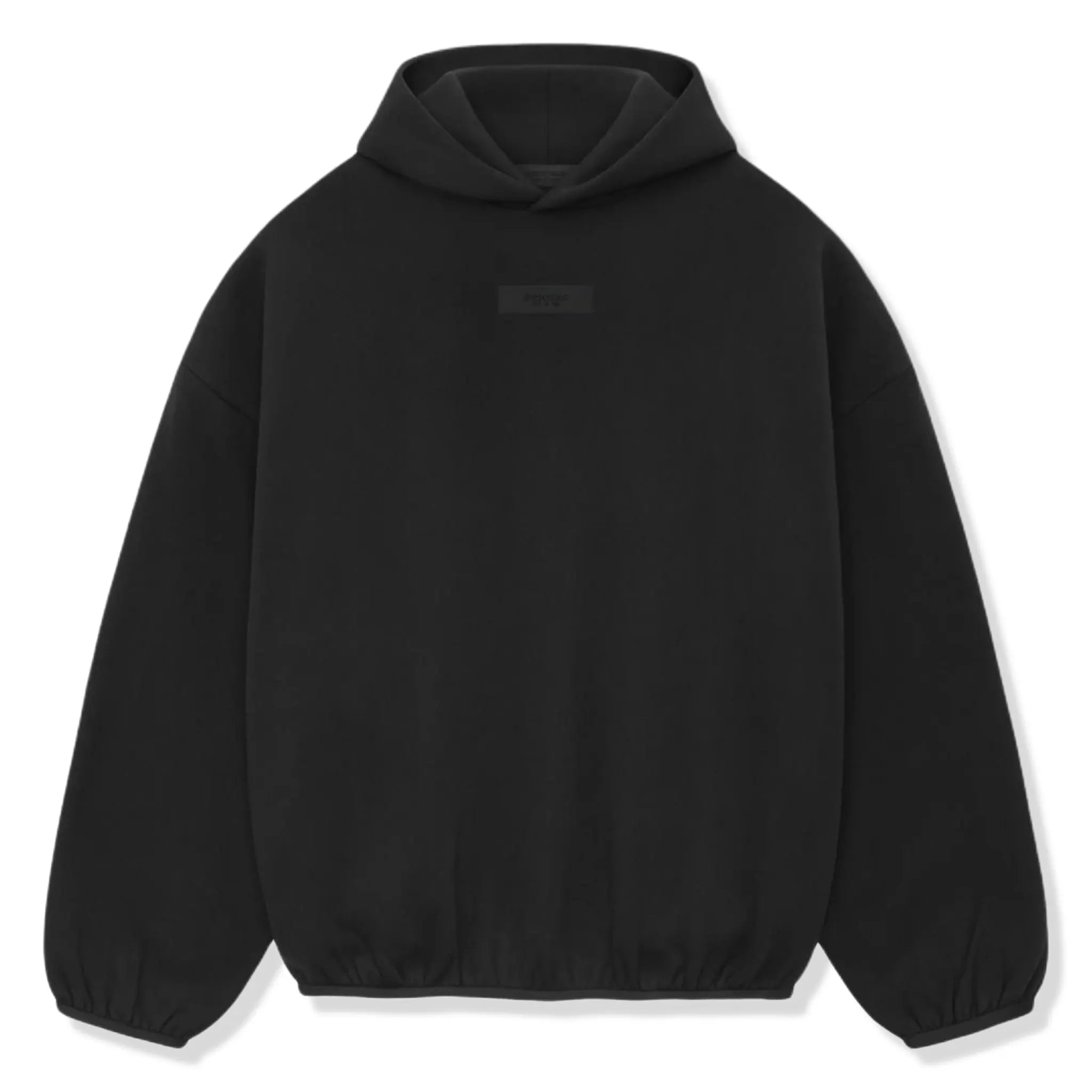 Front View of Fear Of God Essentials Core Collection Black Hoodie (SS24) 192SU242052F
