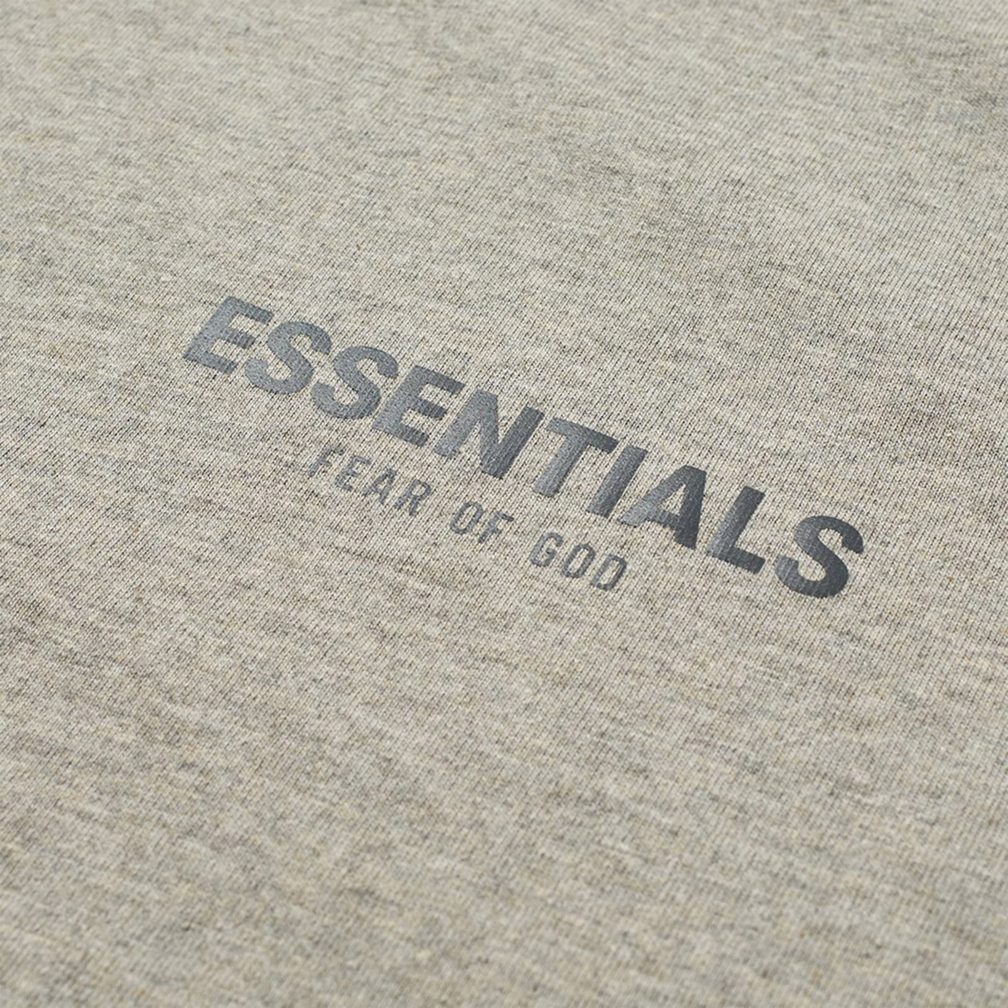 Logo view of Fear Of God Essentials Core Collection Dark Heather Oatmeal T-Shirt