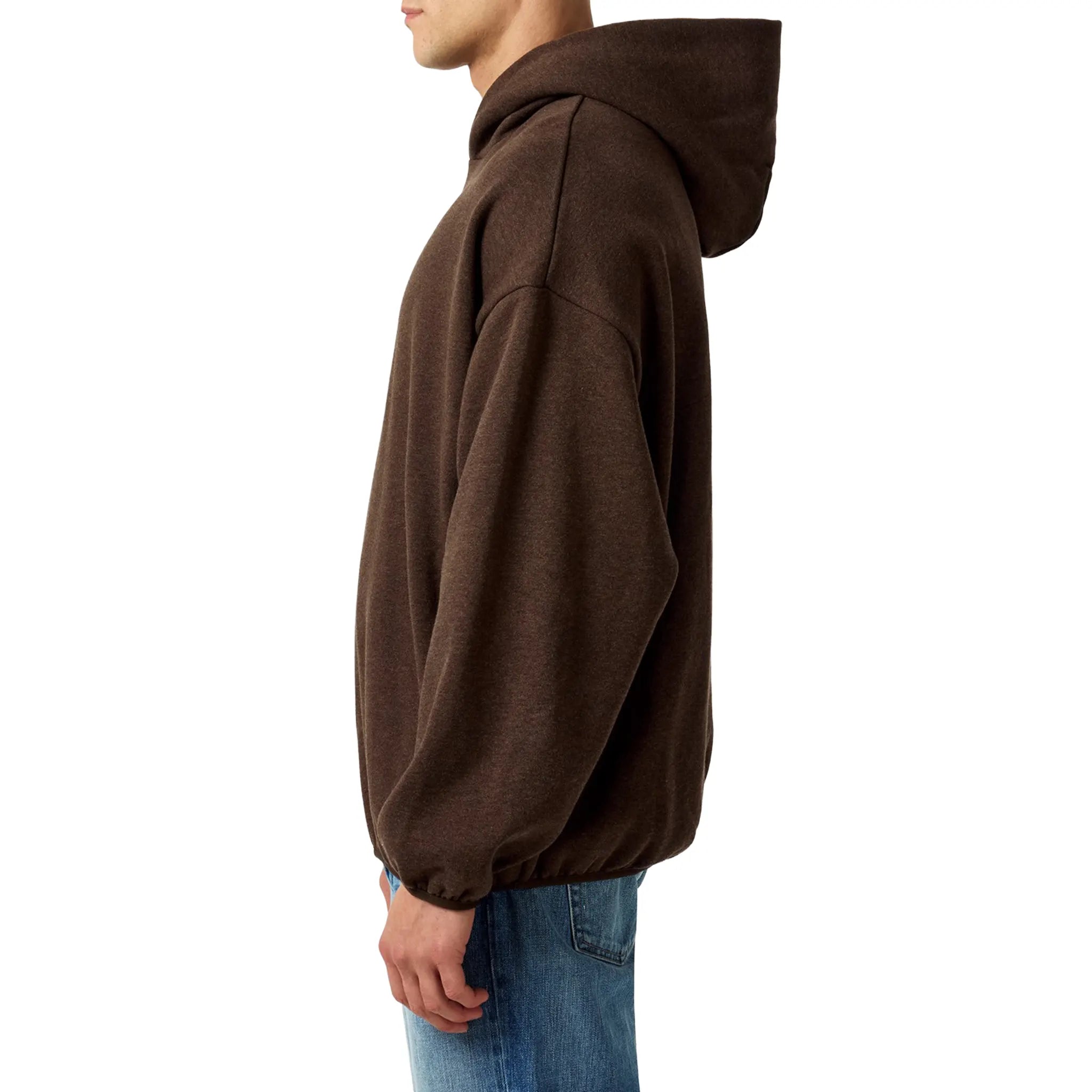 Side View of Fear Of God Essentials Core Collection Heather Wood Hoodie (SS24)