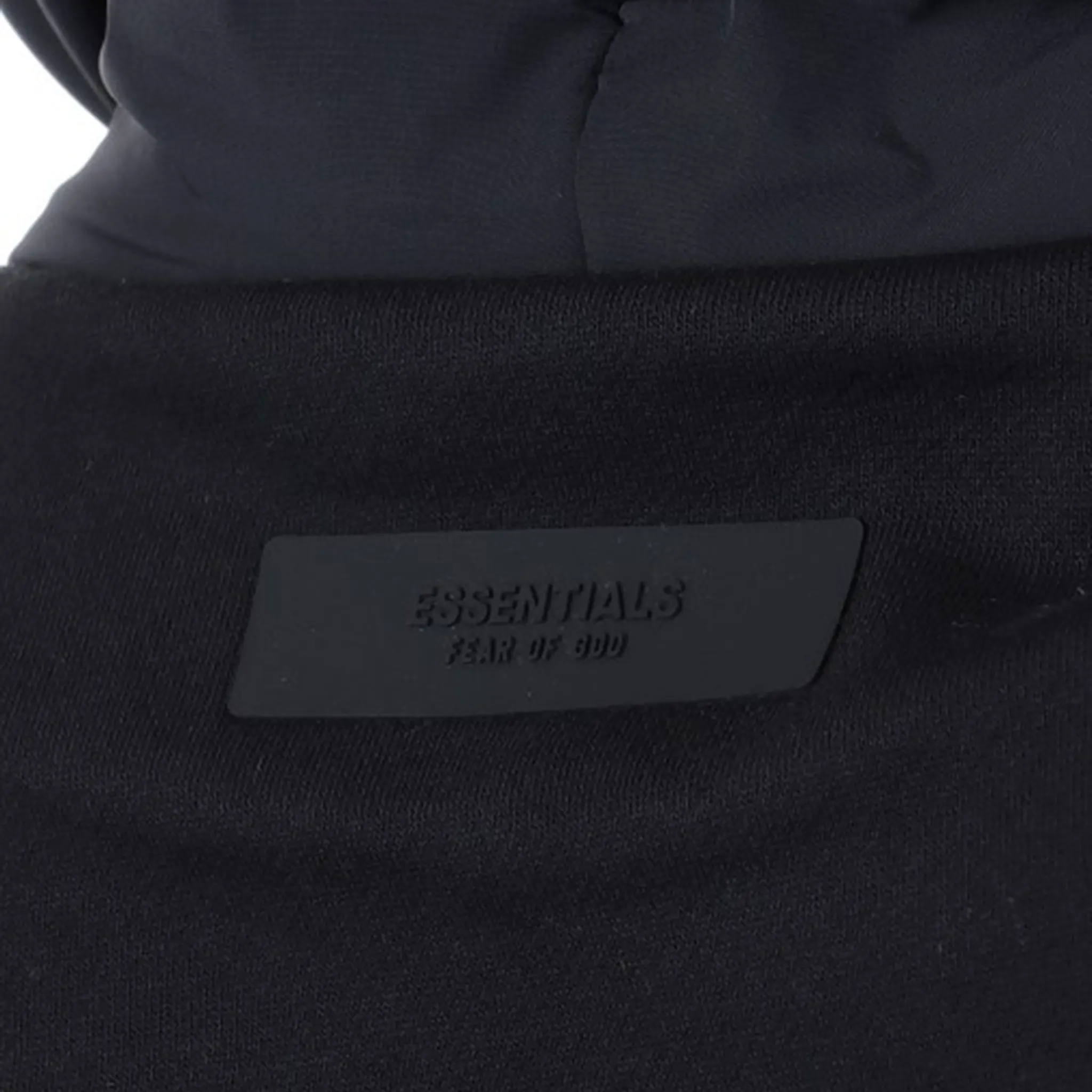 Detailed View of Fear Of God Essentials Core Collection Nylon Fleece Black Hoodie (SS24) 202SU244310F