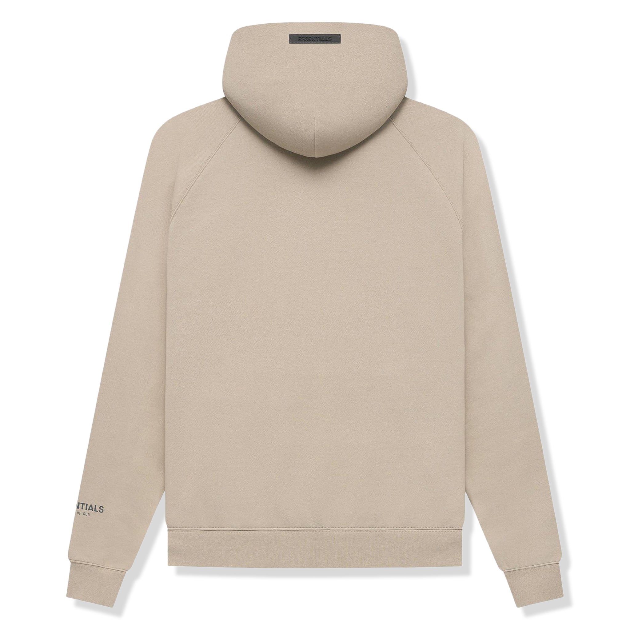 Back view of Fear Of God Essentials Core Collection String Tan Hoodie
