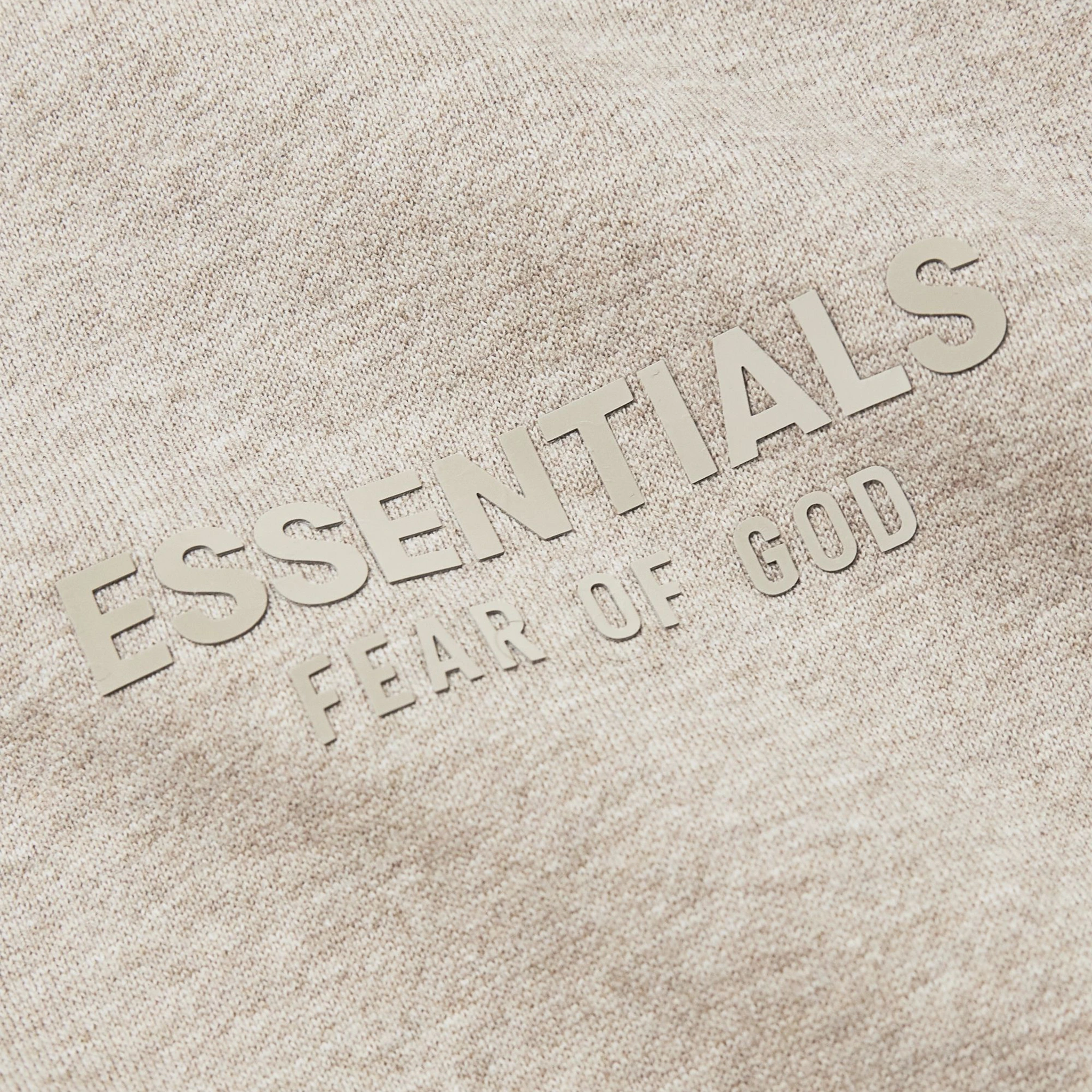 Logo view of Fear Of God Essentials Core Heather Hoodie (FW23)
