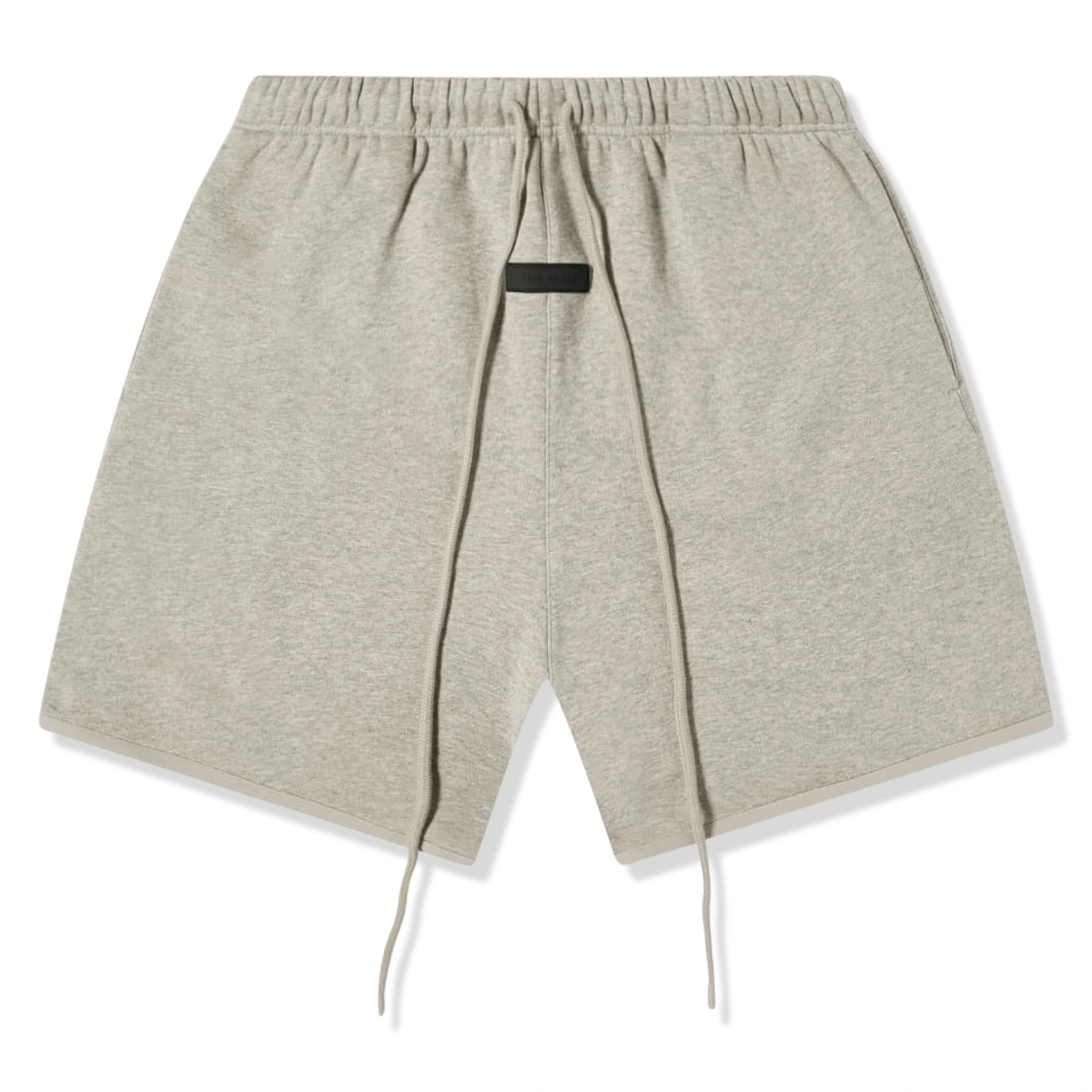 Front view of Fear Of God Essentials Dark Heather Oatmeal Shorts (FW23) 160SP242003F
