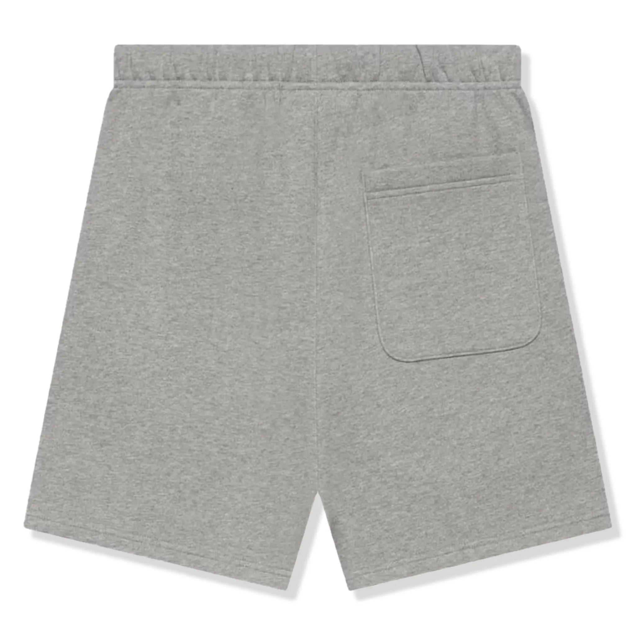 Back view of Fear Of God Essentials Dark Heather Oatmeal Shorts (SS21)