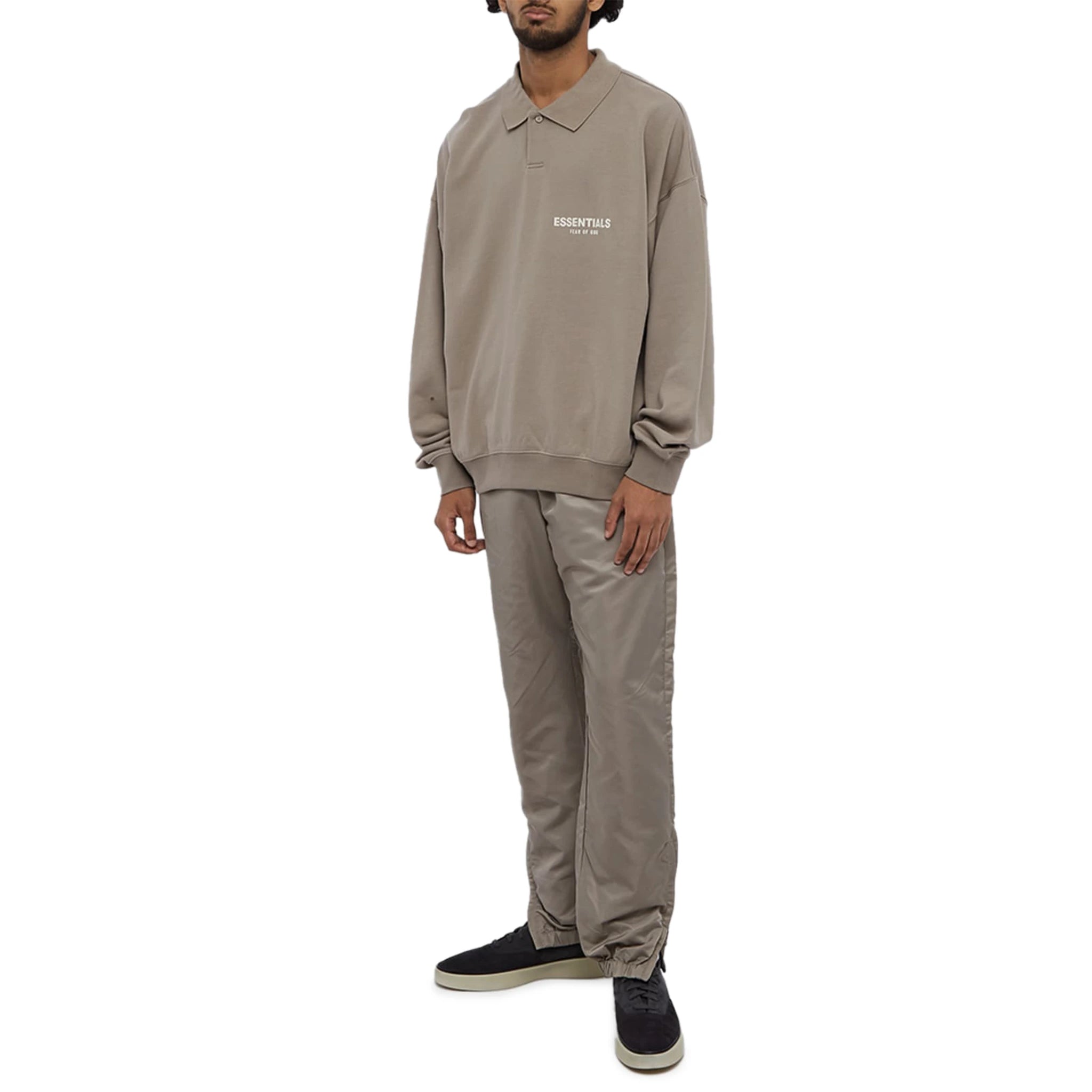 Model view of Fear Of God Essentials Desert Taupe Track Pants (FW23) 130BT212161F