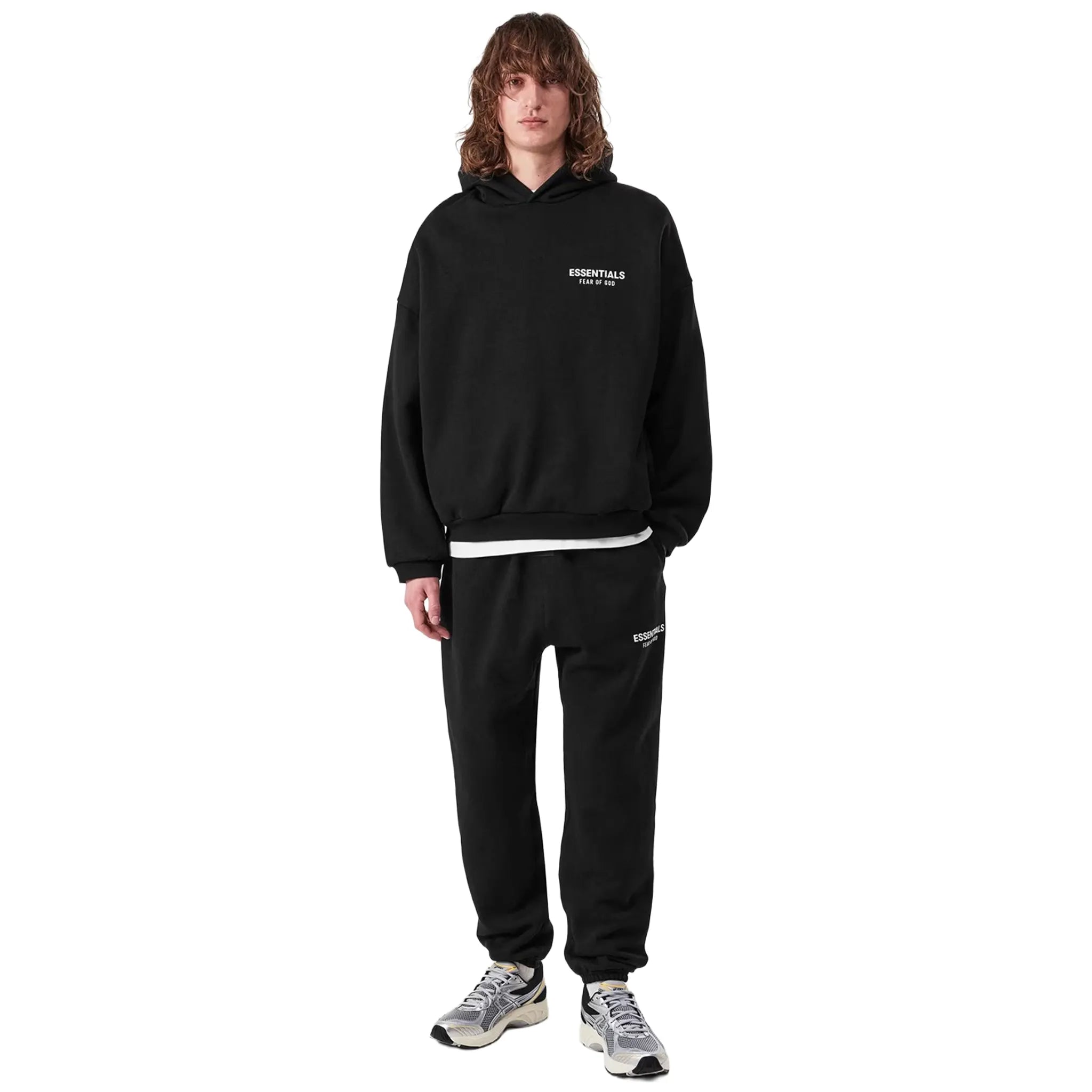 Fear Of God Essentials Fleece Black Hoodie (FW24) | 192BT246250F