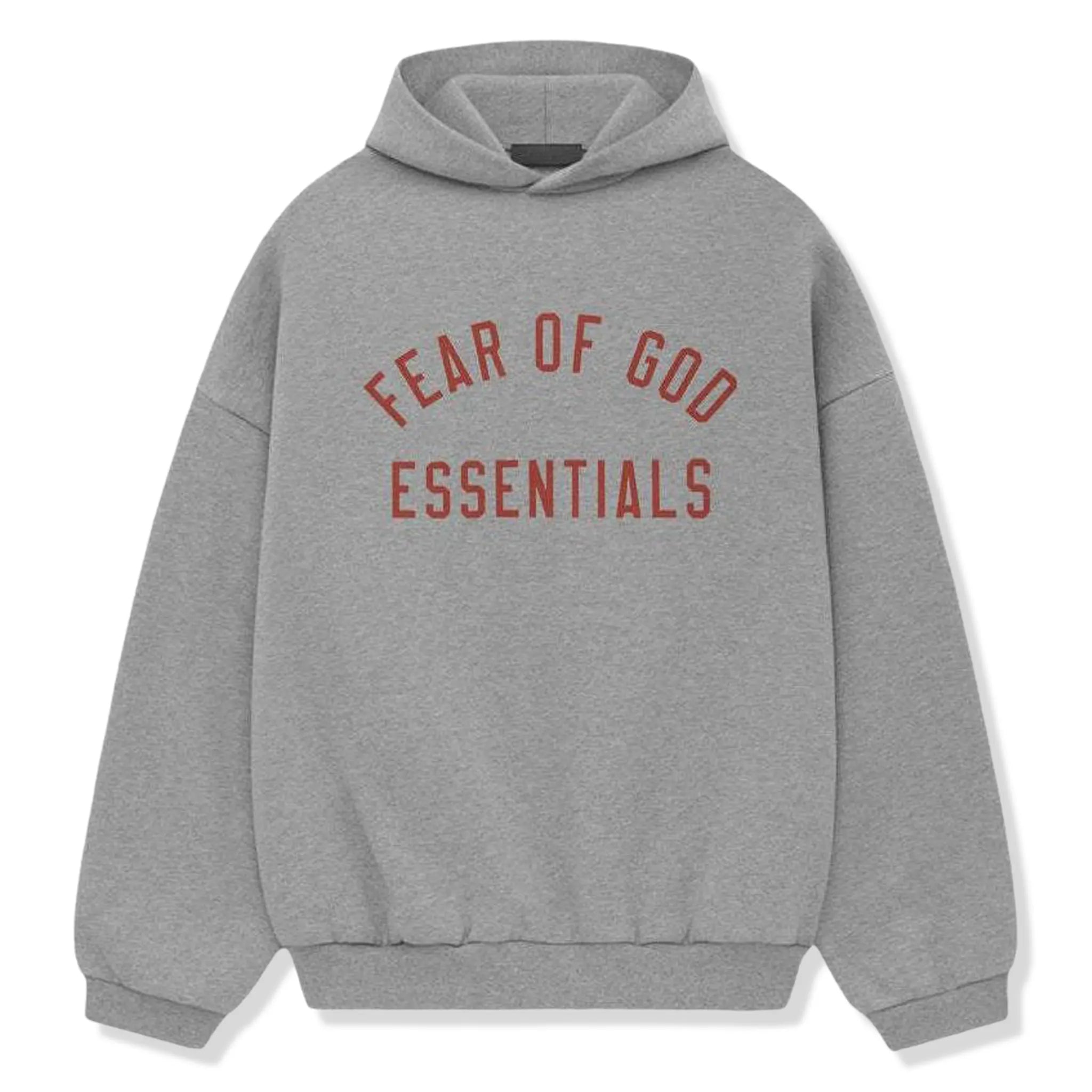 Front View of Fear Of God Essentials Fleece Dark Heather Hoodie (FW24) 192BT246259F