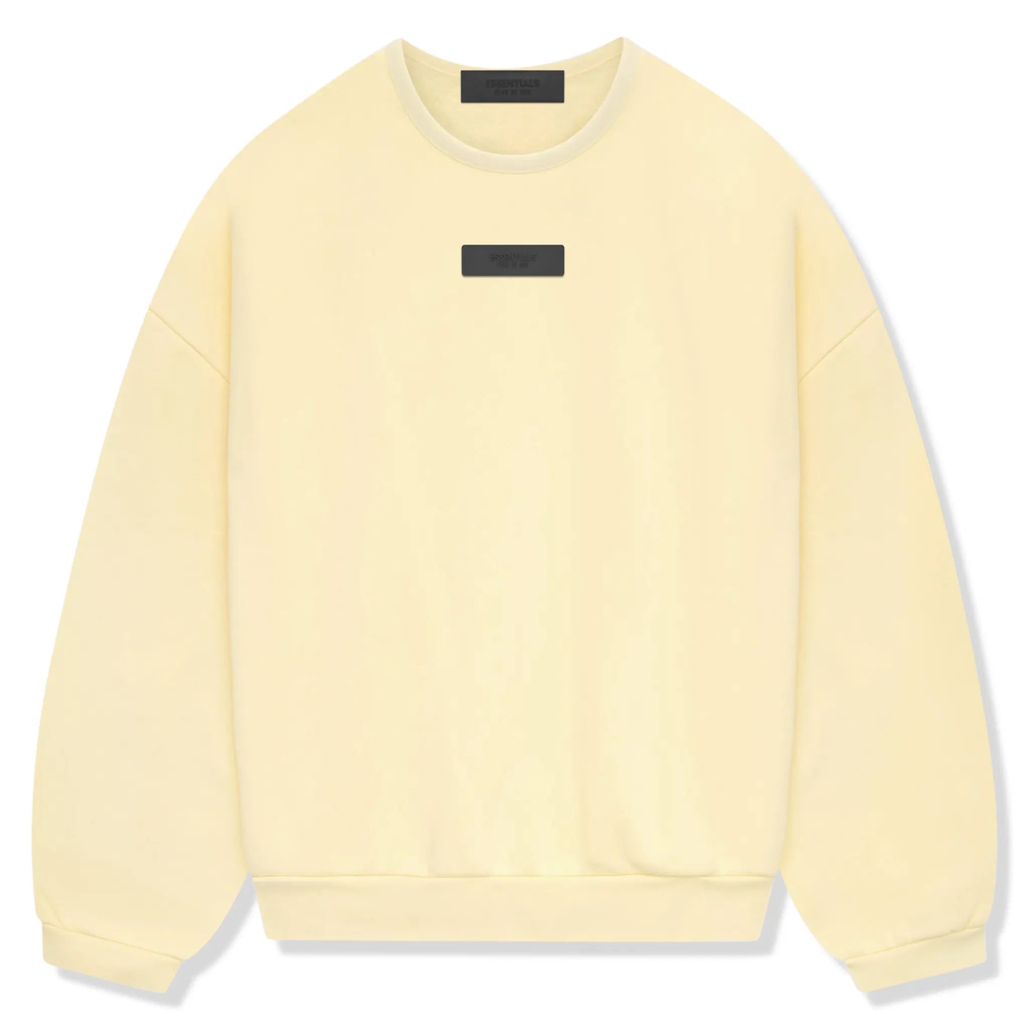 Front view of Fear Of God Essentials Garden Yellow Crewneck (FW23) 192SP244681F