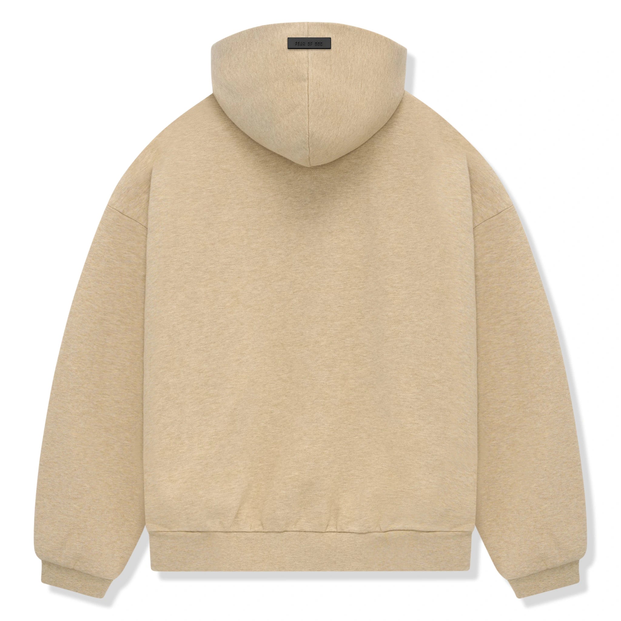 Back view of Fear Of God Essentials Gold Heather Hoodie (FW23)