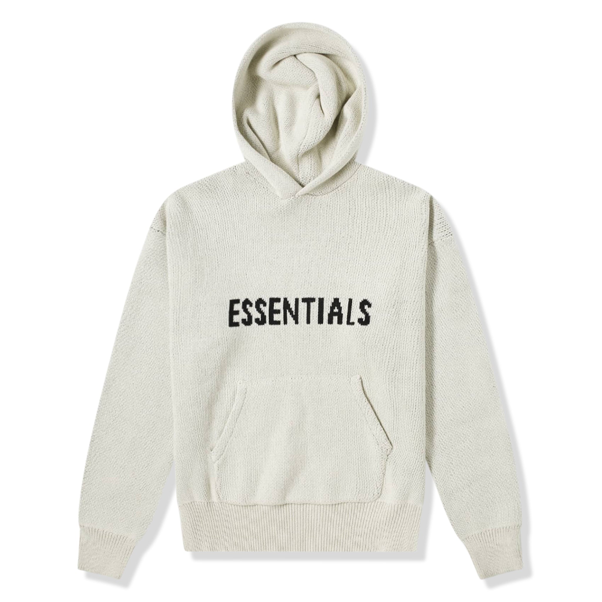 Front view of Fear Of God Essentials Oatmeal Knit Hoodie