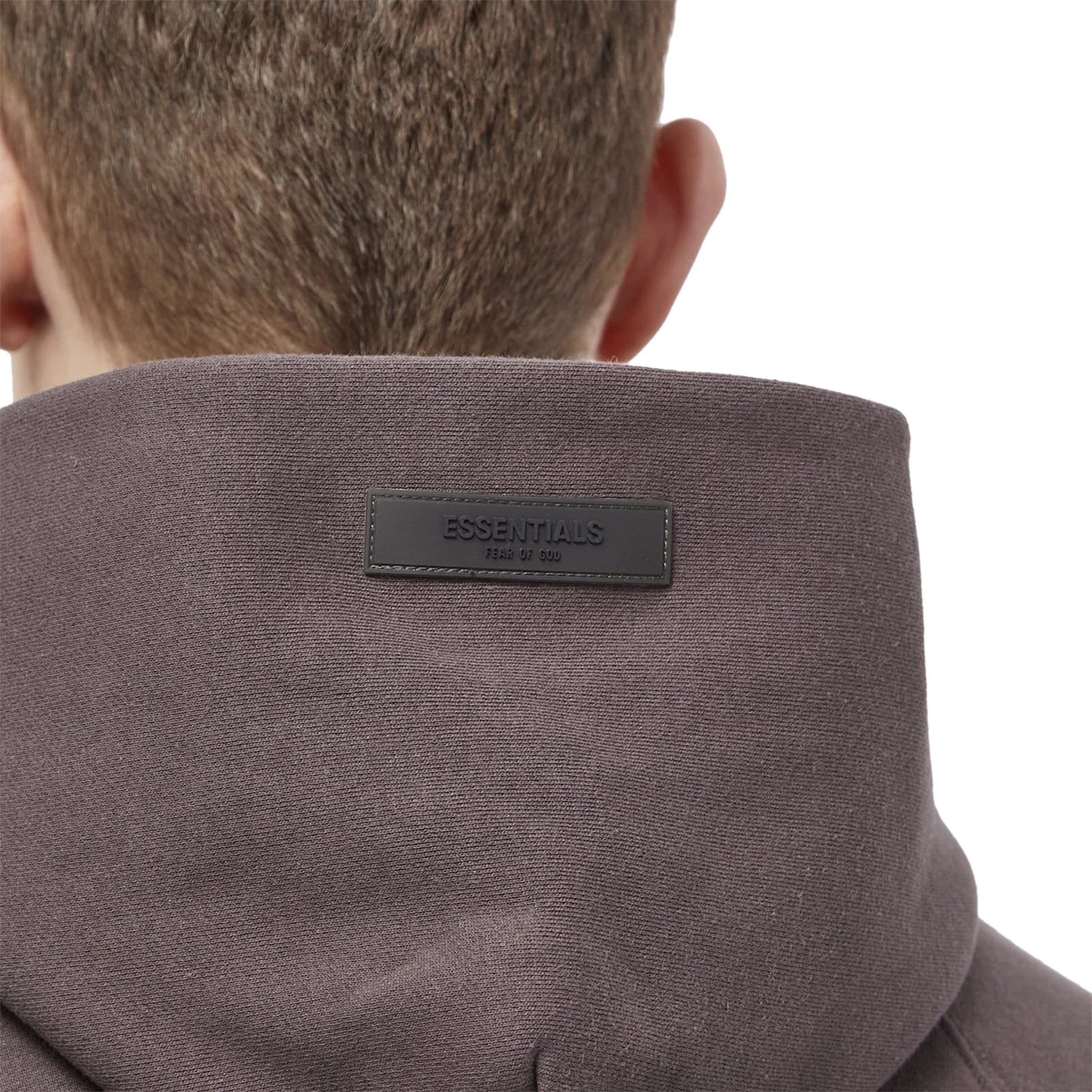 Back detail view of Fear Of God Essentials Plum Hoodie (SS23) 192BT222055F