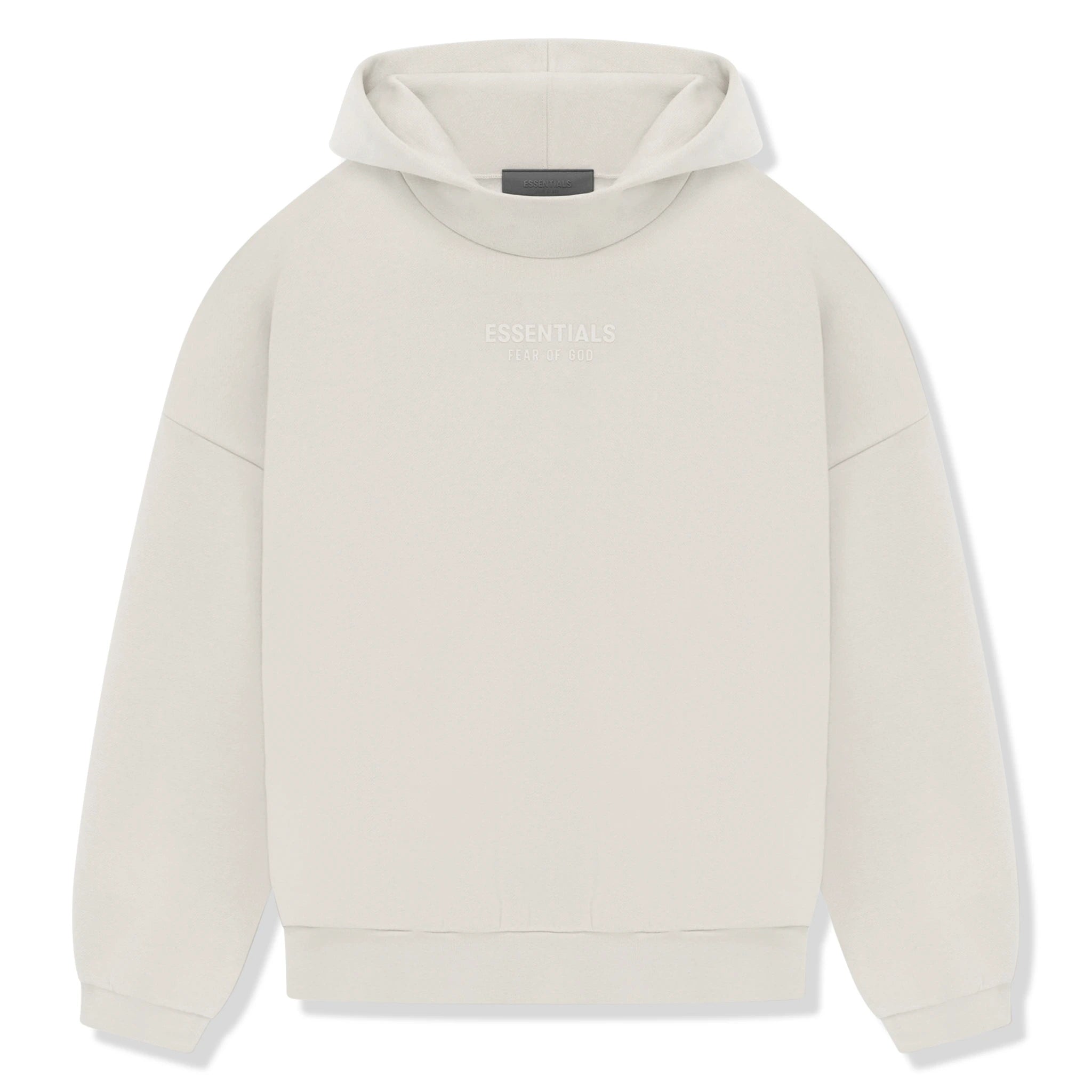 Front view of Fear Of God Essentials Silver Cloud Hoodie (FW23)