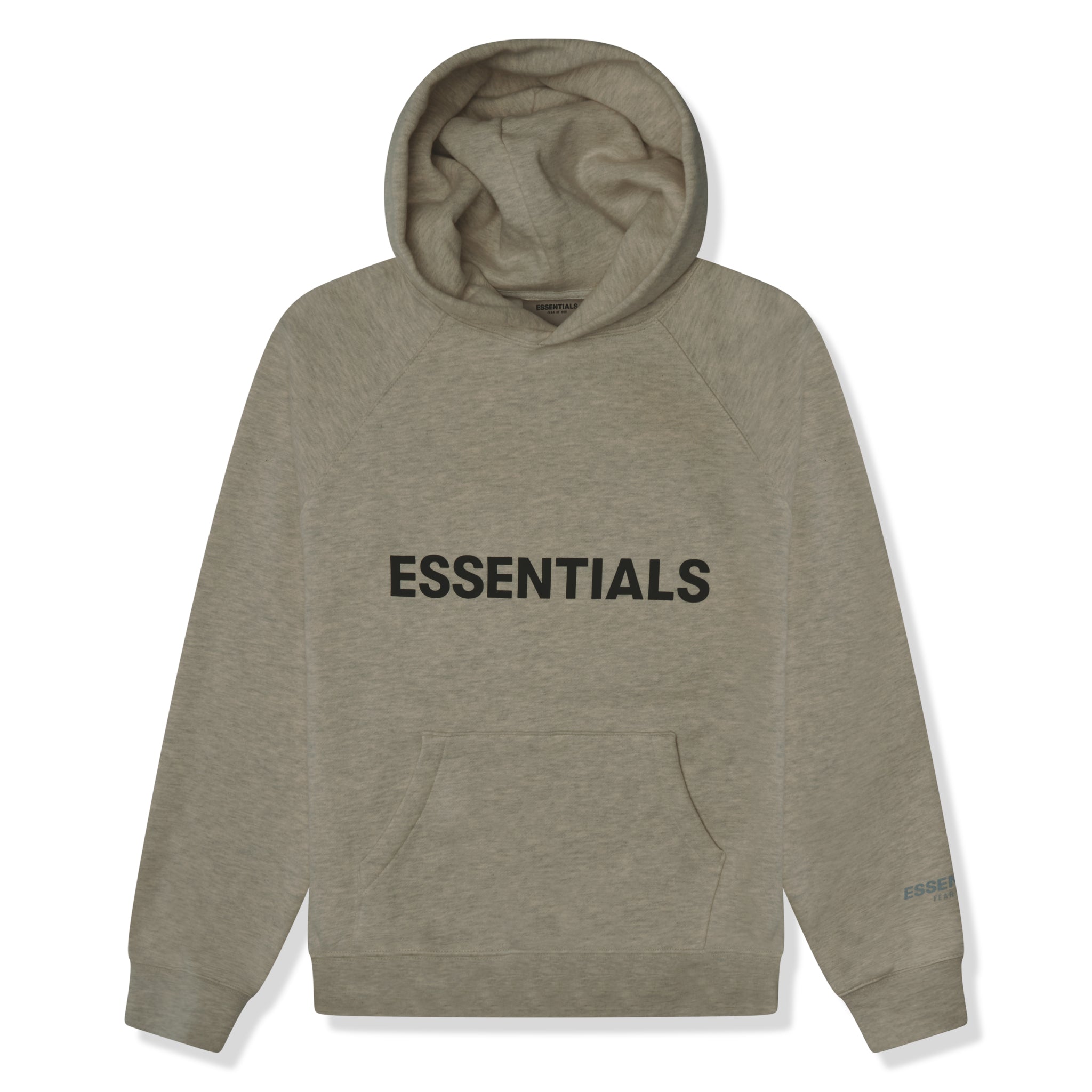 Front view of Fear Of God Essentials Taupe Hoodie