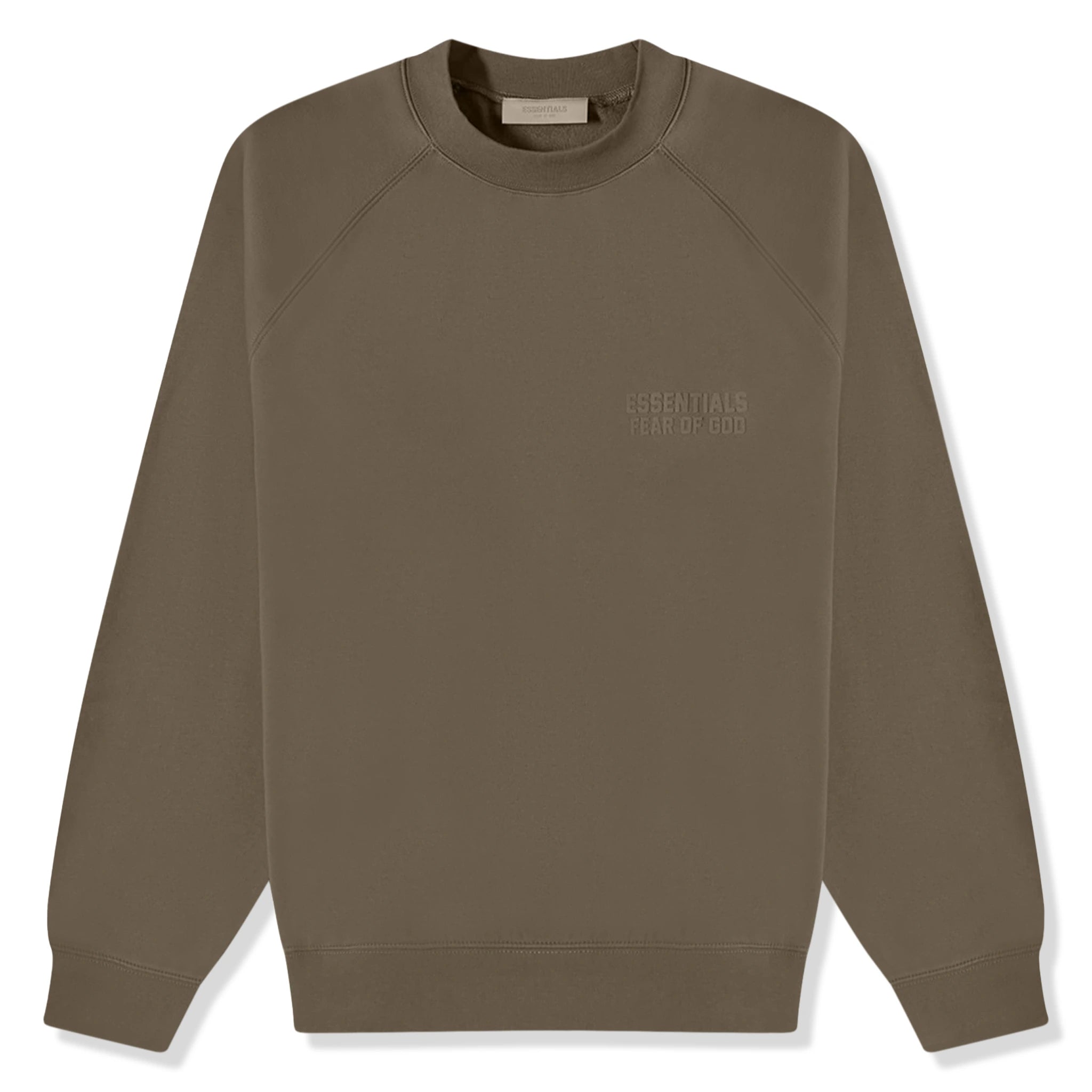 Front view of Fear Of God Essentials Wood Crewneck (FW22)