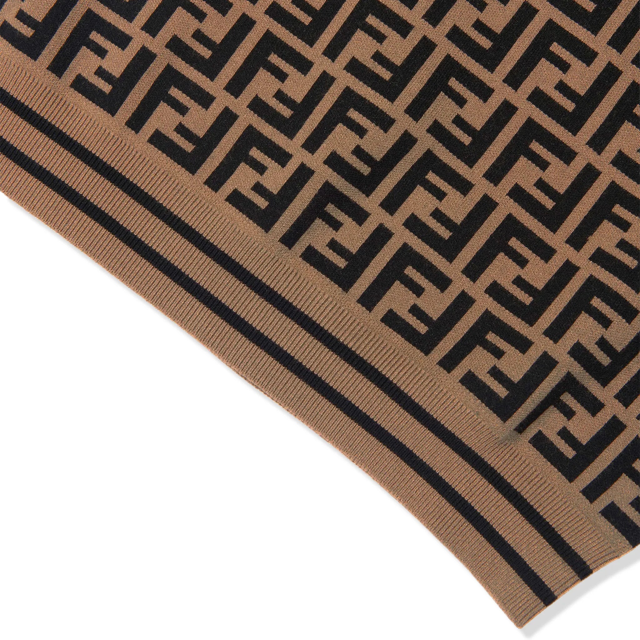 Detailed View of Fendi FF Logo Girls Knitted Brown T Shirt FENA1044118125