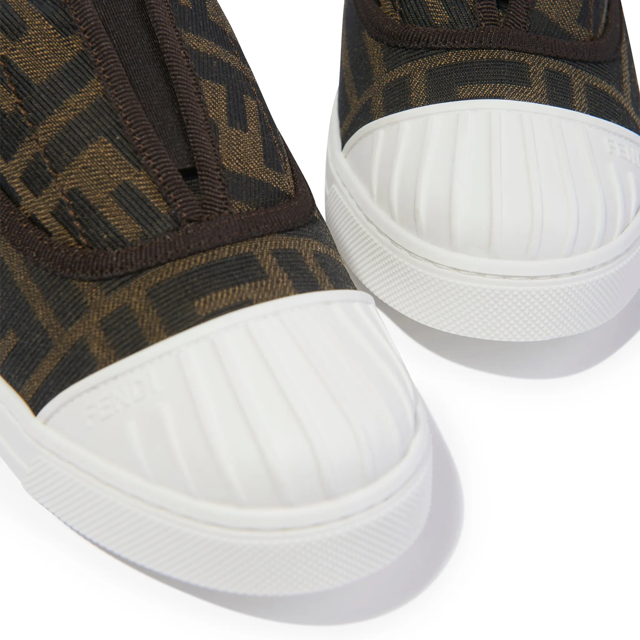 Detailed View of Fendi FF Logo Kids Brown Trainers FENS4080354267