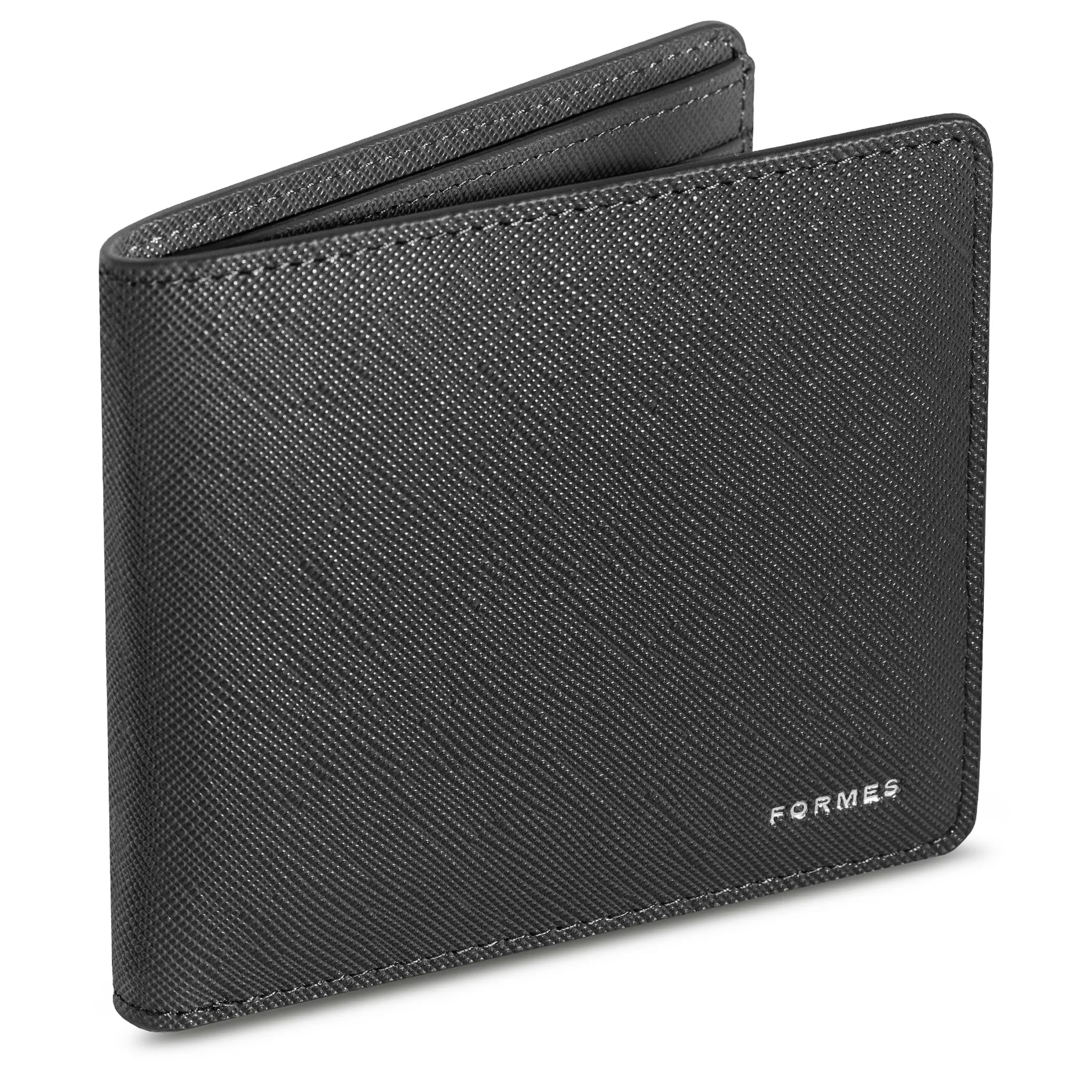 Side Front View of Formes Classic Nero Wallet