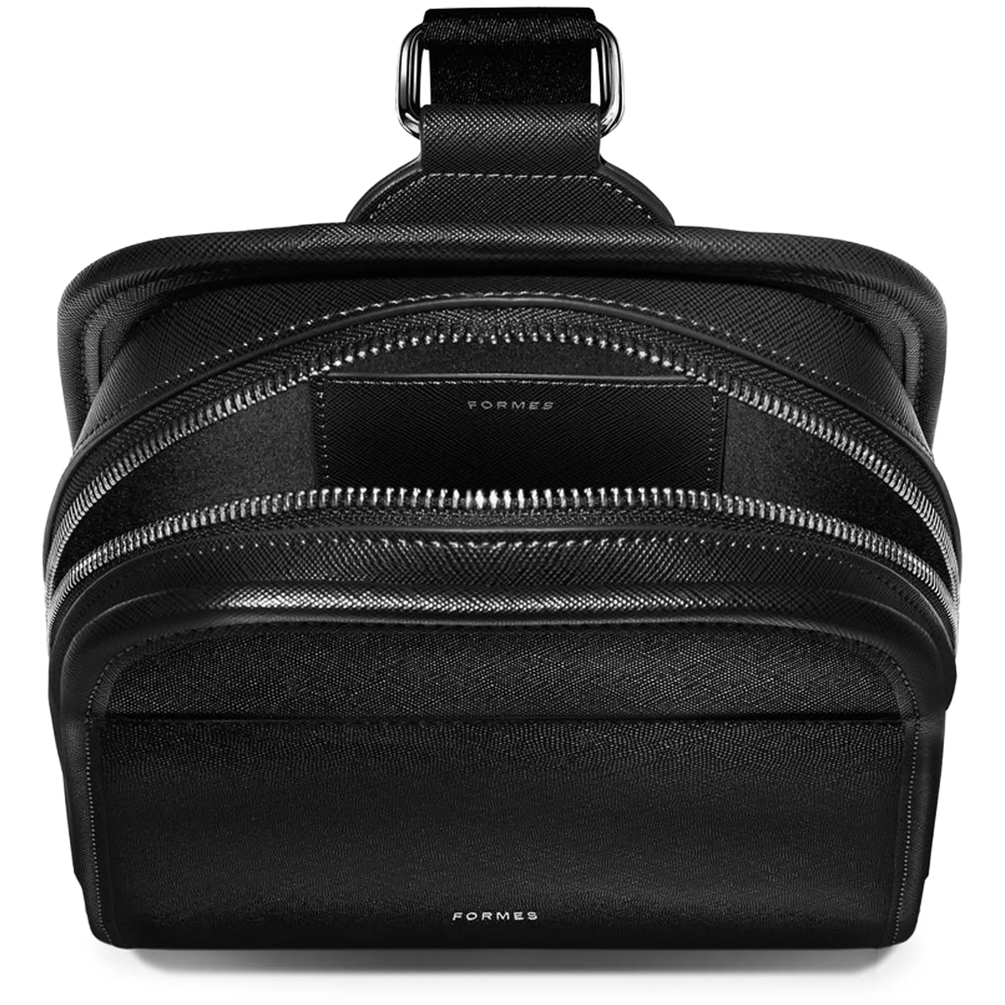 Front Upper View of Formes Porto Sling Nero Crossbody Bag