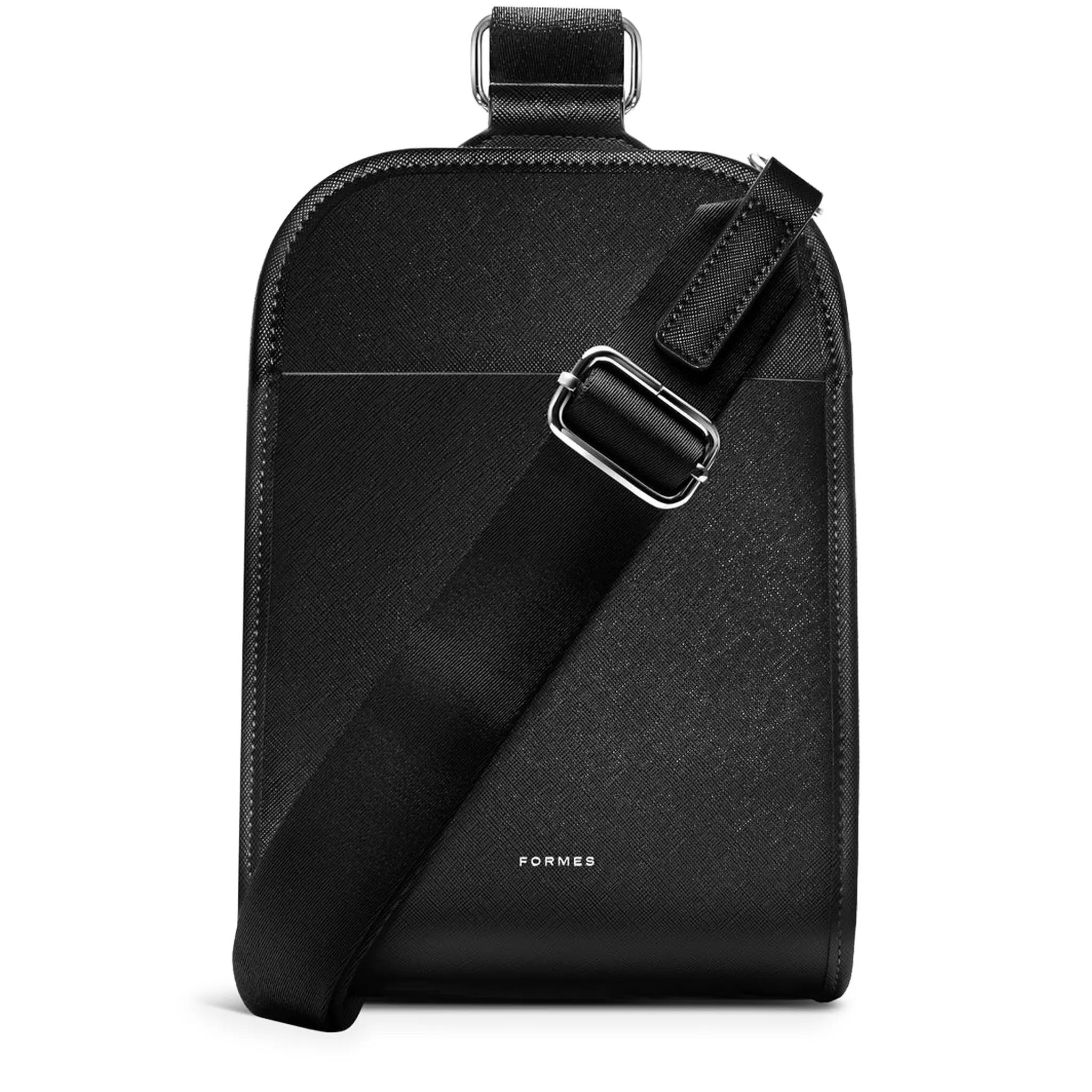 Front View of Formes Porto Sling Nero Crossbody Bag