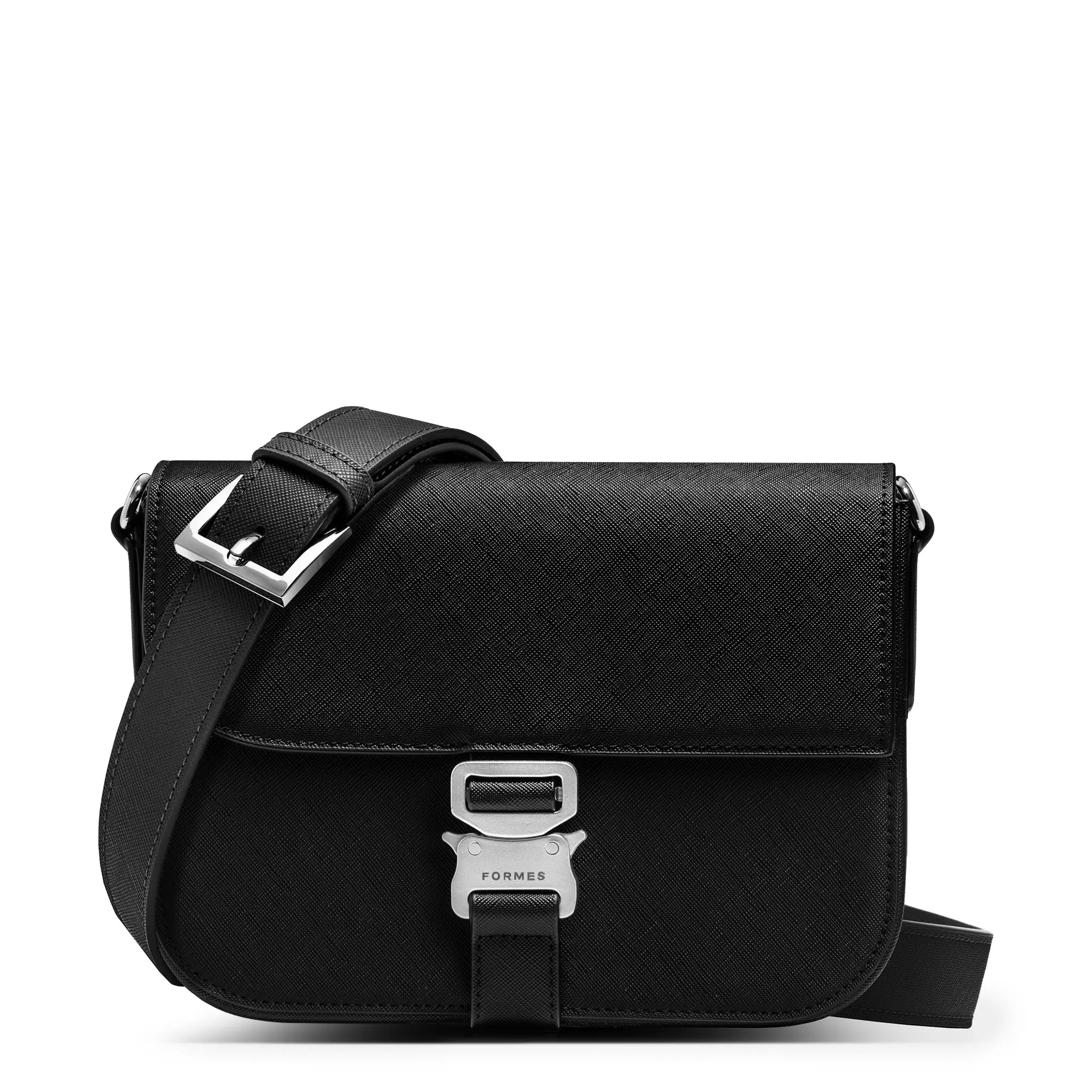 Front View of Formes Tecnica Nero Crossbody Bag