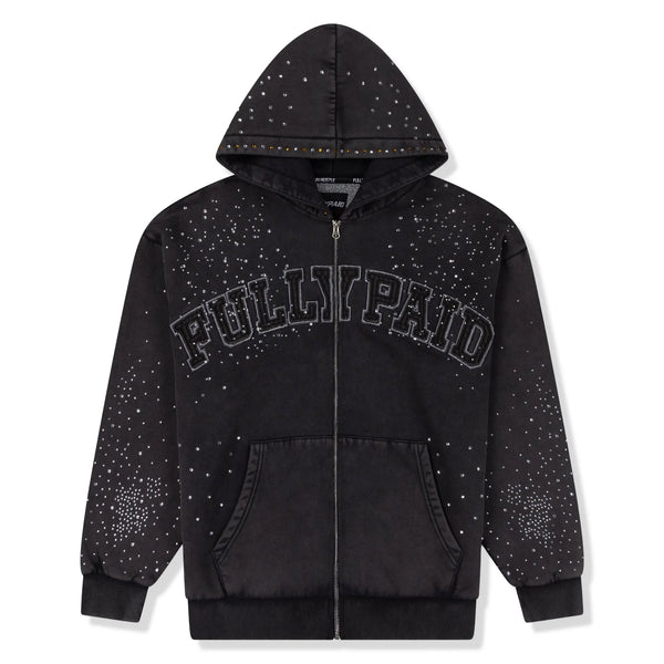Front View of Fully Paid Black Wash Gem Hoodie