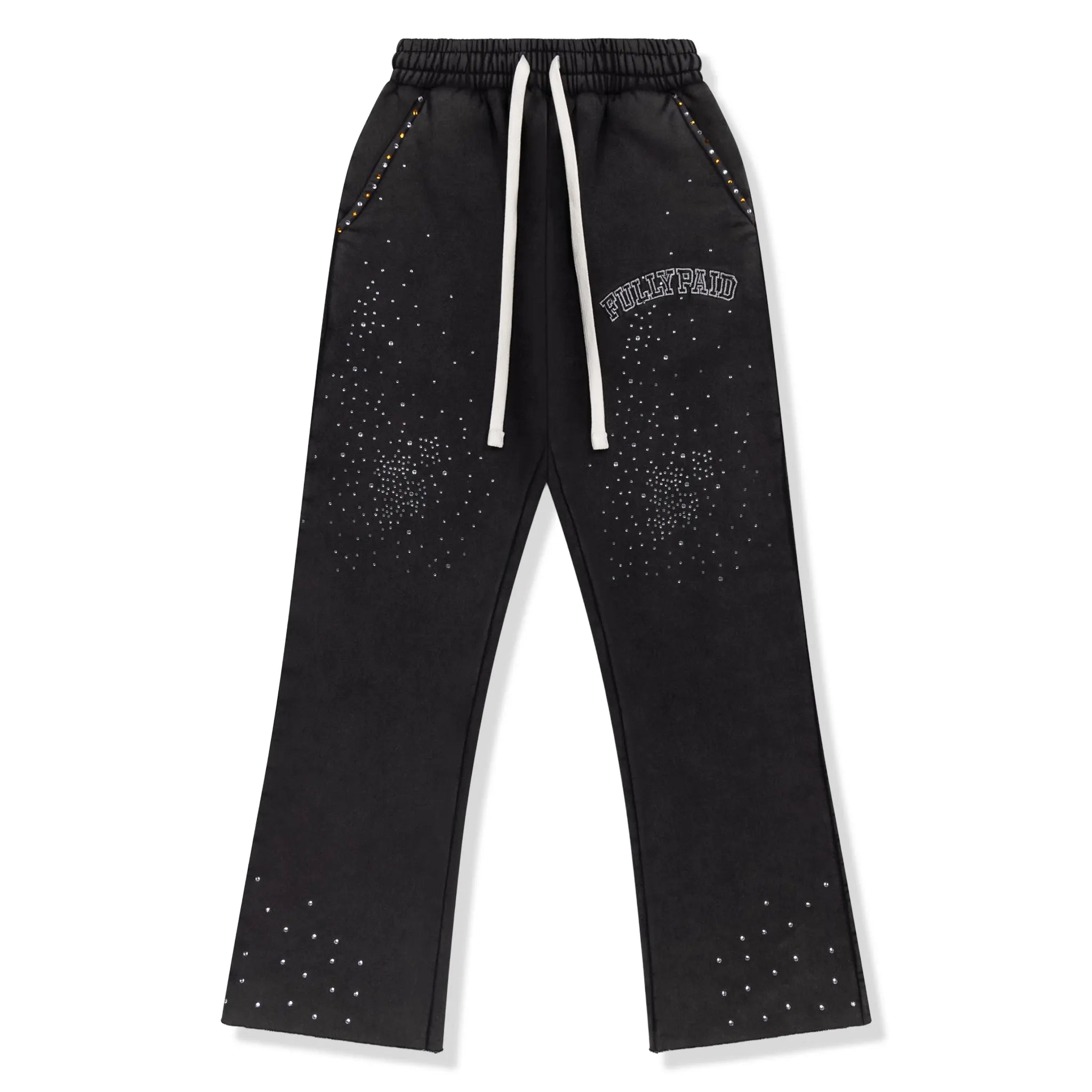 Front View of Fully Paid Black Wash Gem Sweatpants