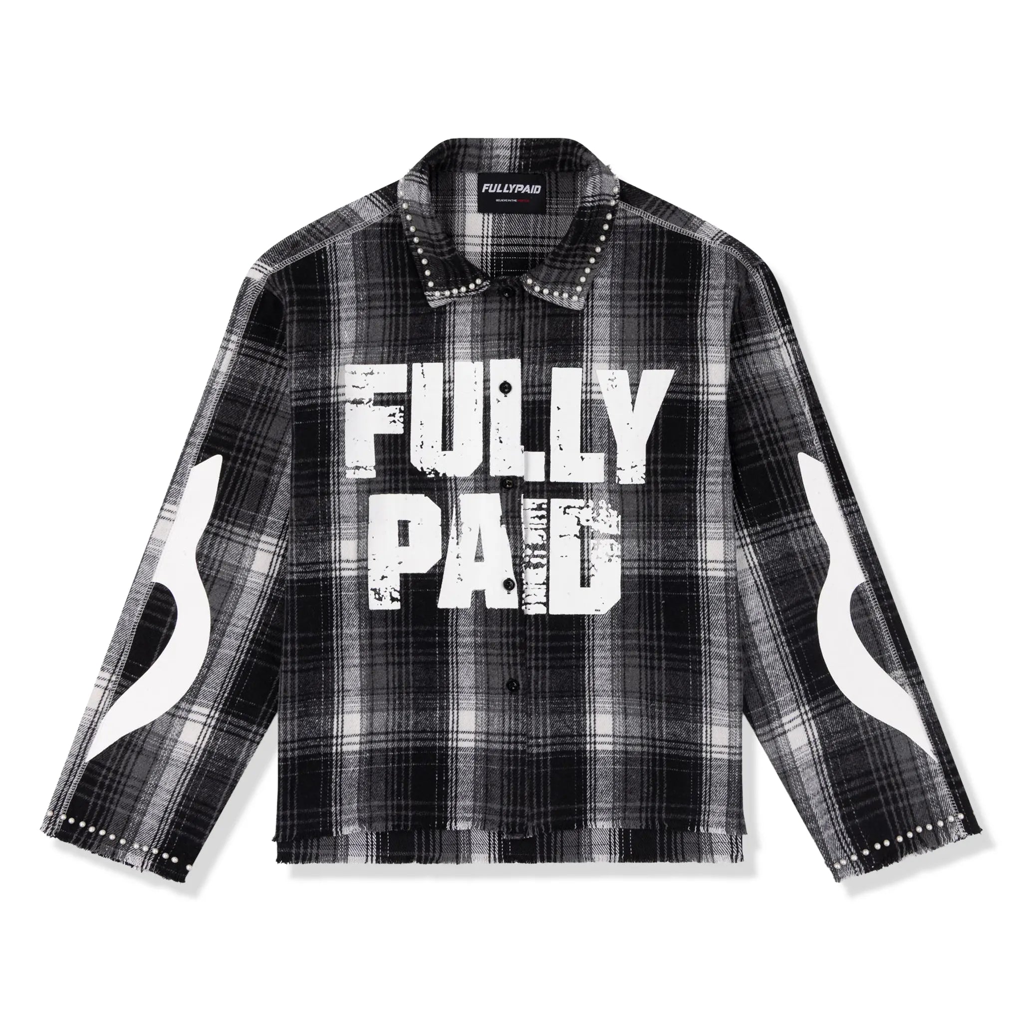 Front View of Fully Paid Black White Flannel Shirt