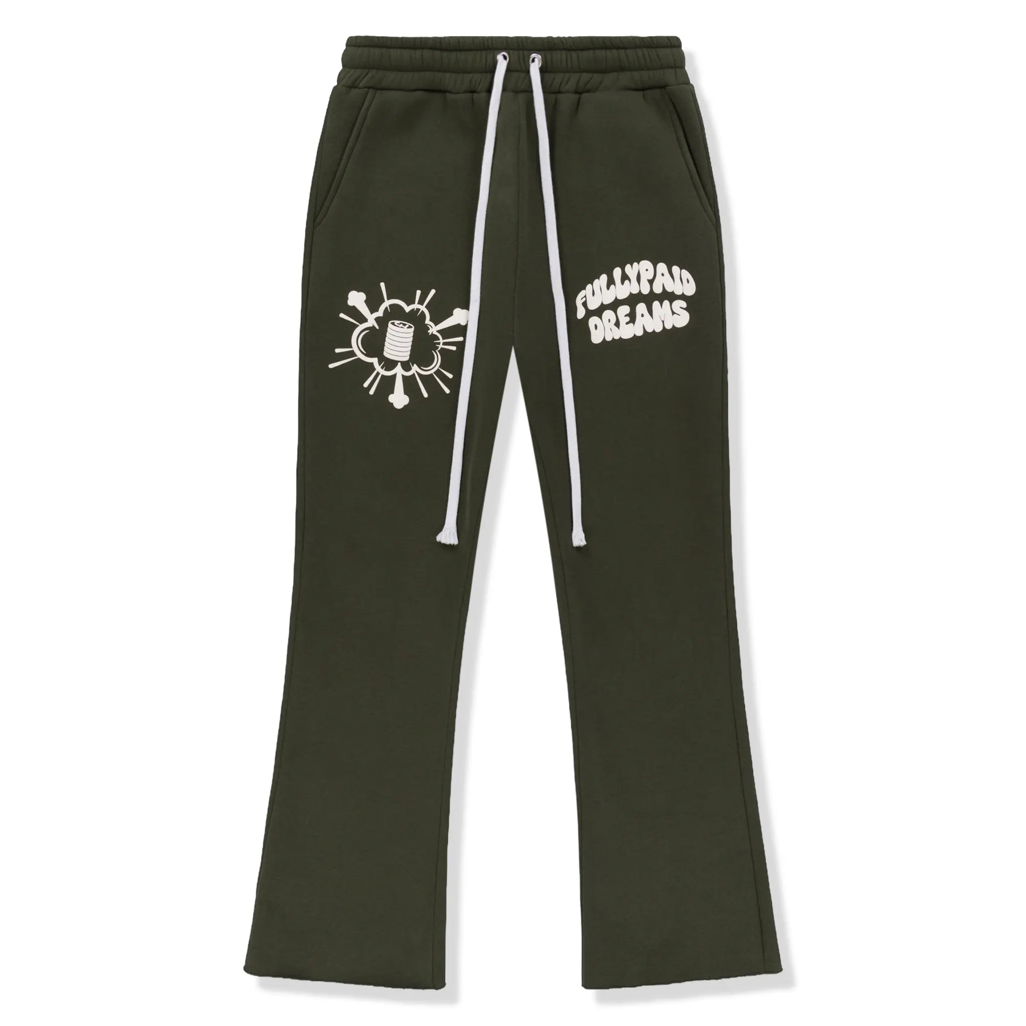 Front View of Fully Paid Dreams Khaki White Joggers