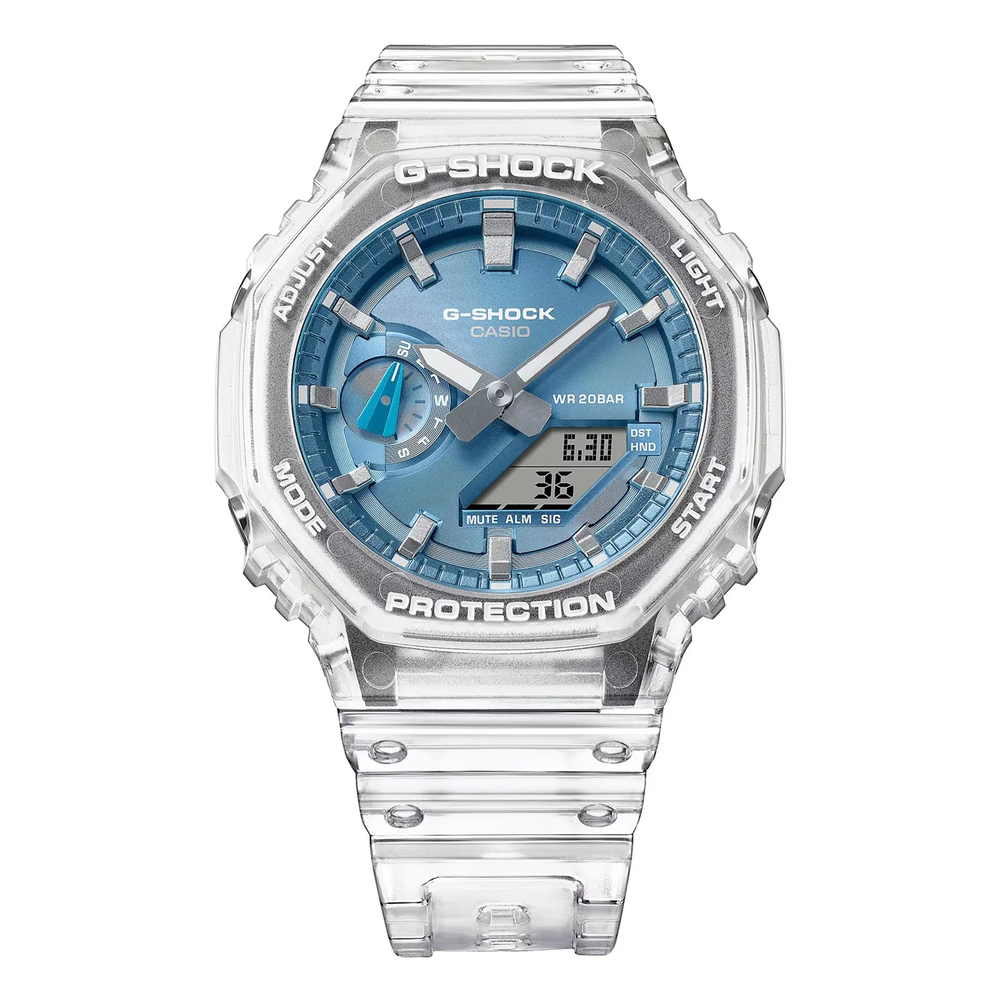 Front View of G-Shock Casio GA-2100BM-7A2ER Pale Blue
