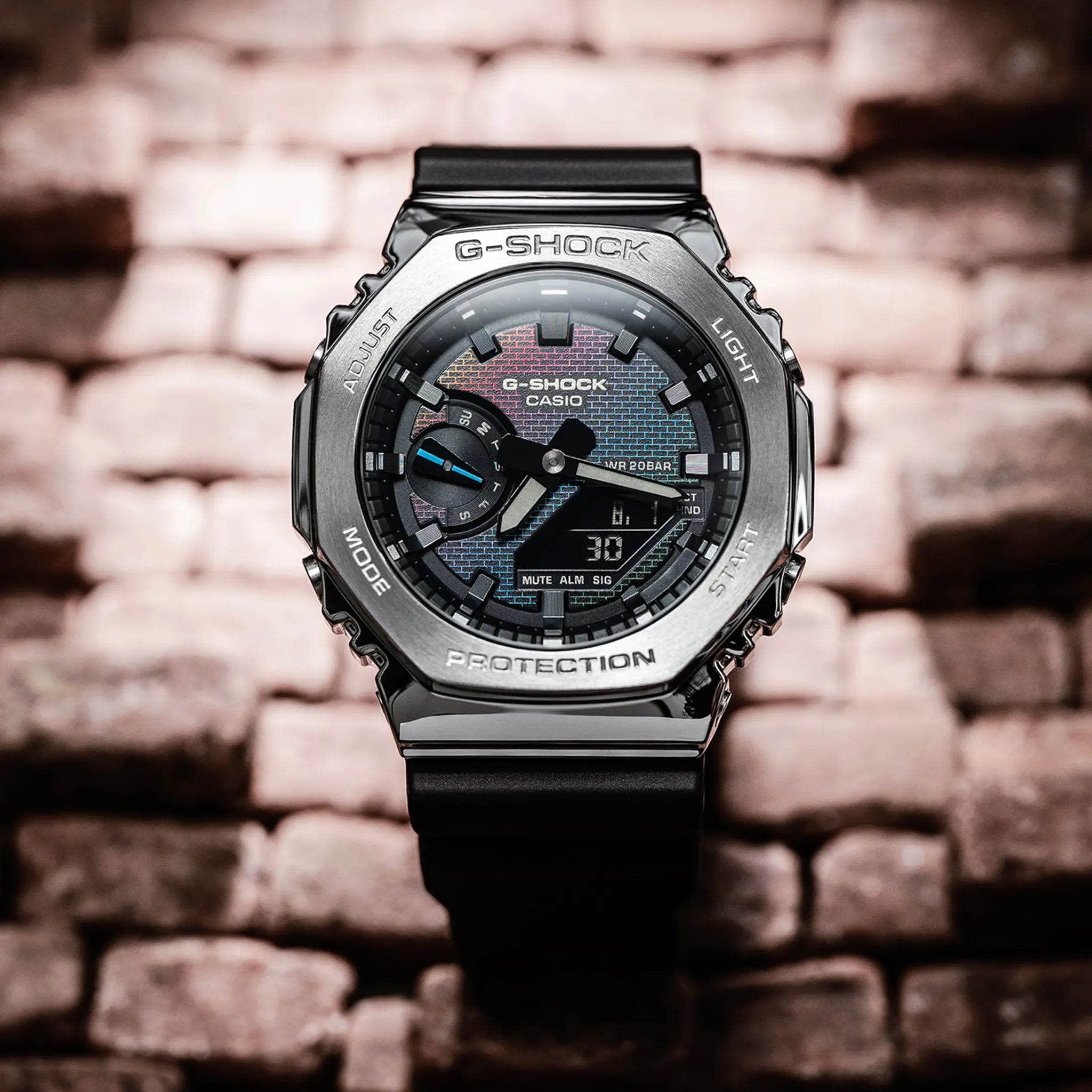 Front View of G-Shock Casio GM-2100RW-1AER Silver Black