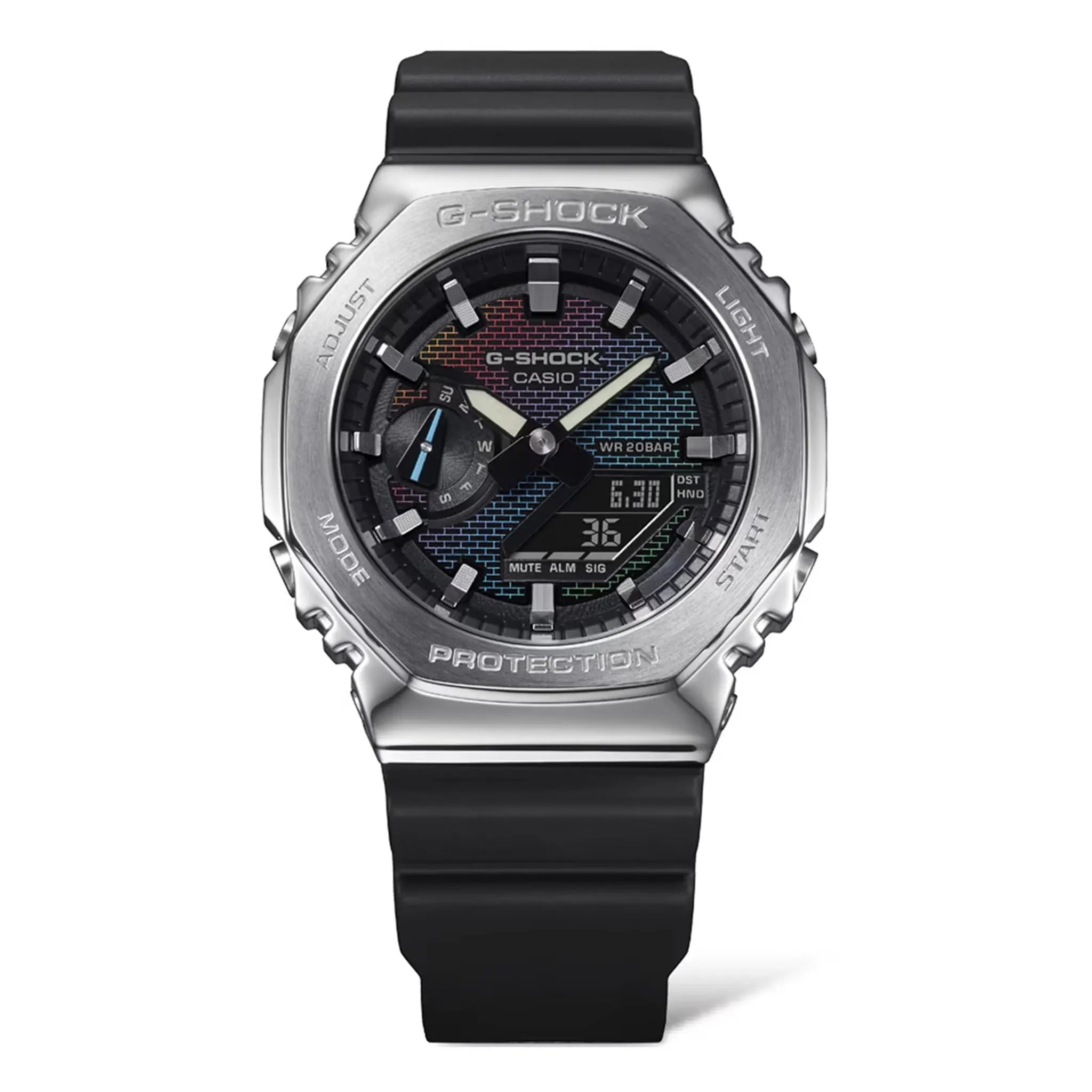 Front View of G-Shock Casio GM-2100RW-1AER Silver Black