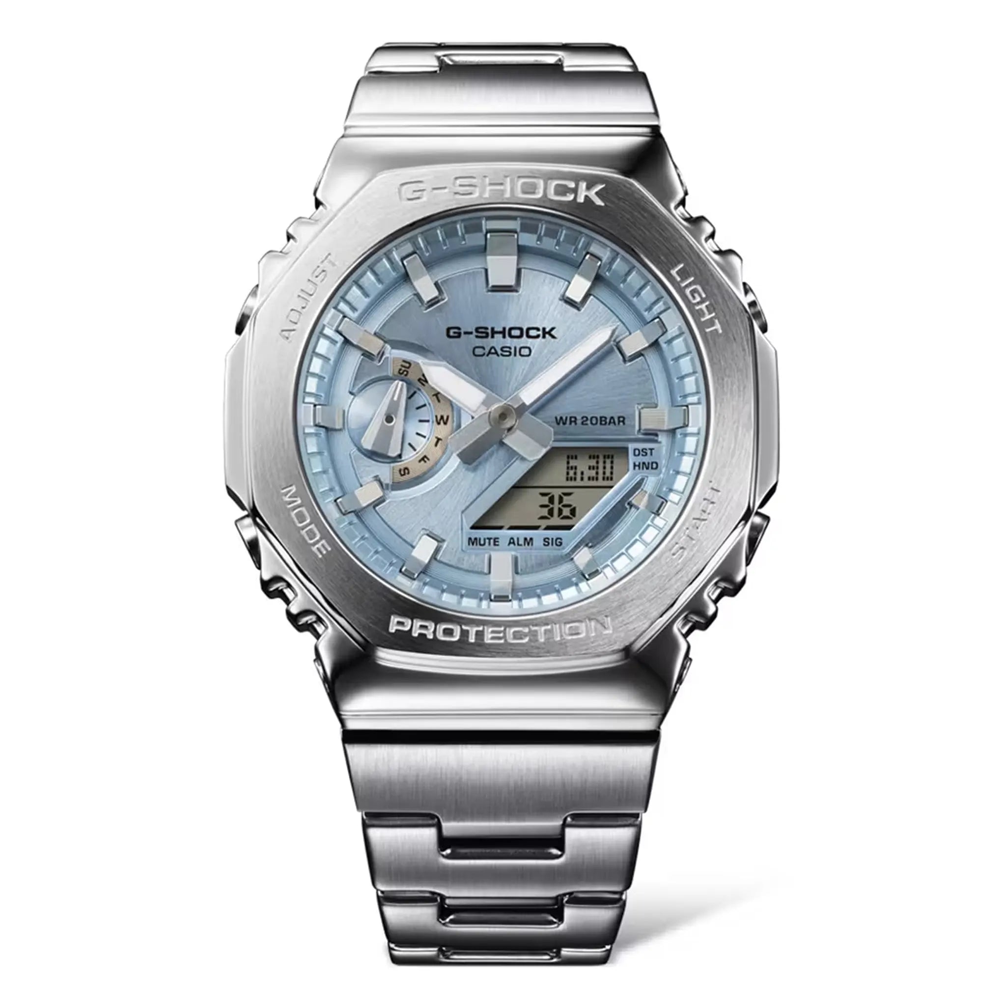 Front View of G-Shock Casio GM-2110-2AER Blue Silver