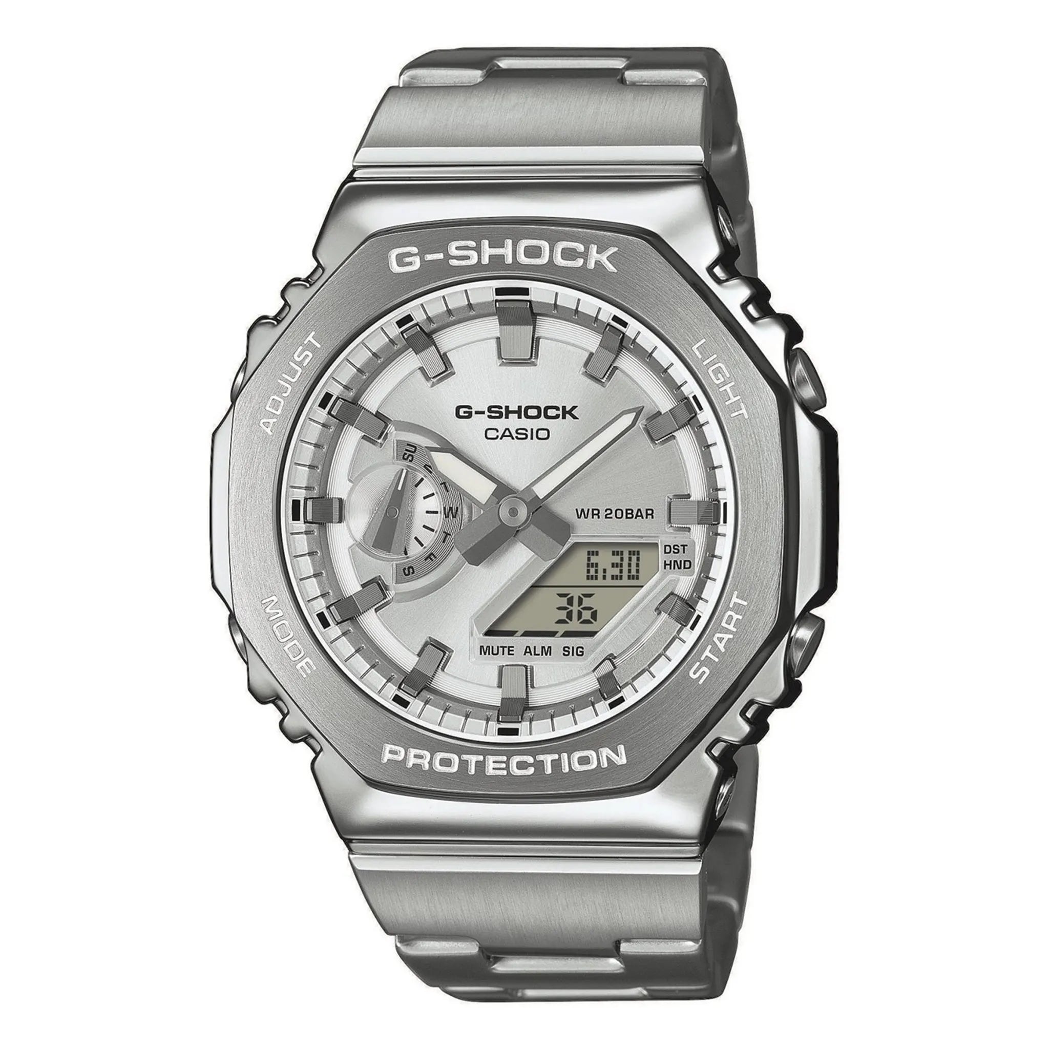 Front View of G-Shock Casio GM-2110D-7AER Silver