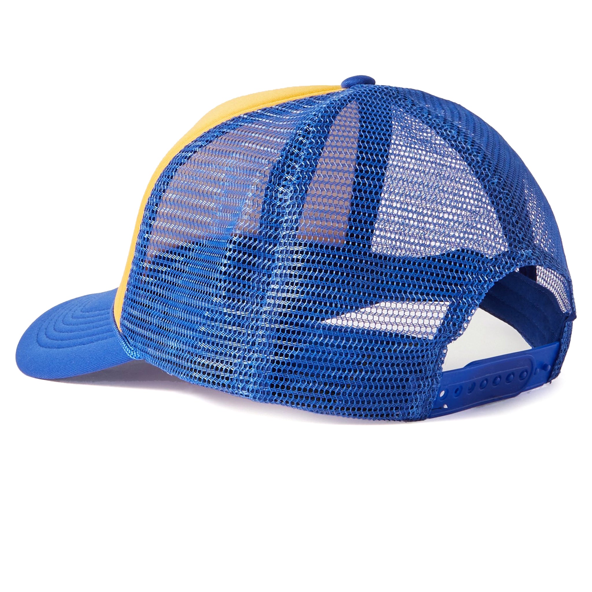 Back view of Gallery Dept. Logo Two-Tone Trucker Cap Blue Yellow TC-9145