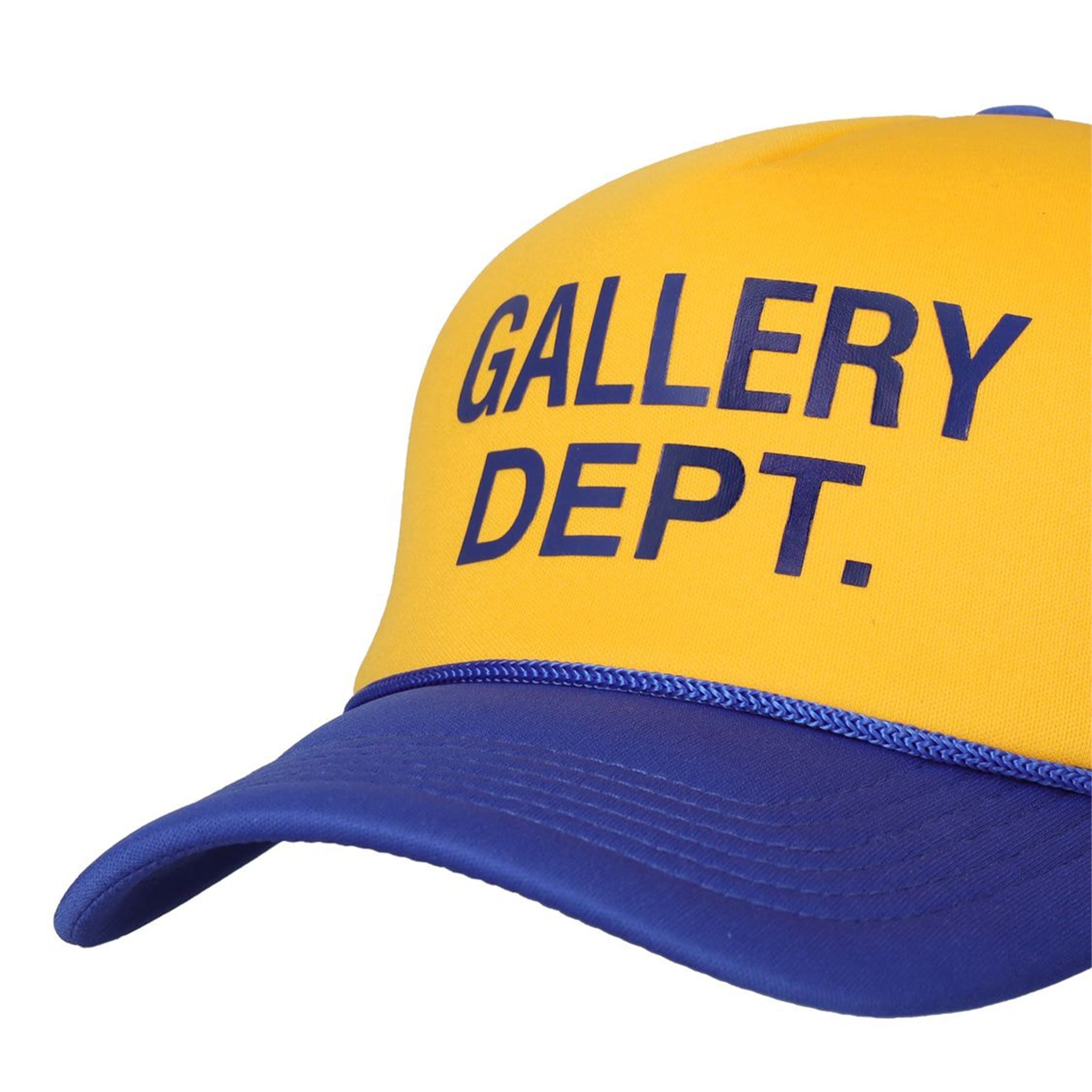 Logo of Gallery Dept. Logo Two-Tone Trucker Cap Blue Yellow TC-9145