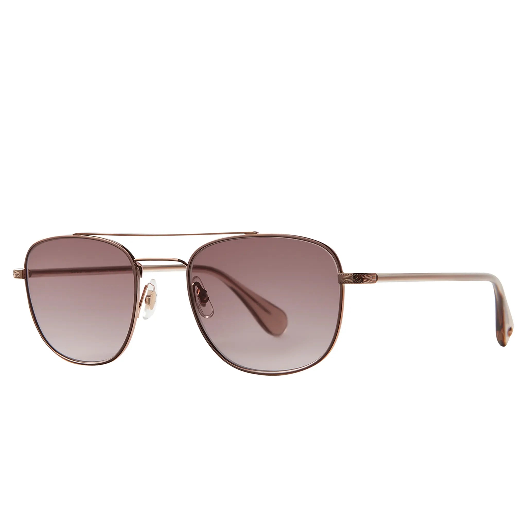 Front Side View of Garrett Leight Club House II Sun Rose Gold Brew Plum Gradient Sunglasses