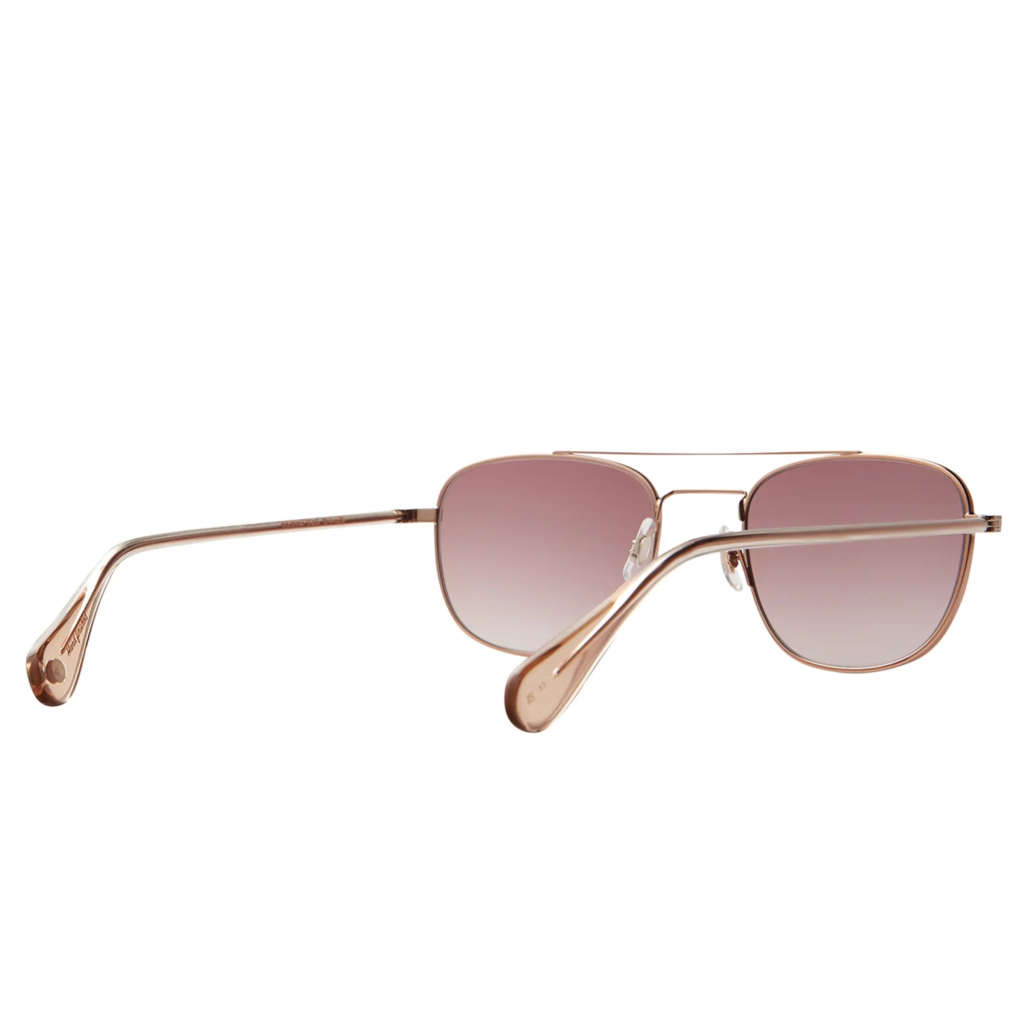 Inside View of Garrett Leight Club House II Sun Rose Gold Brew Plum Gradient Sunglasses