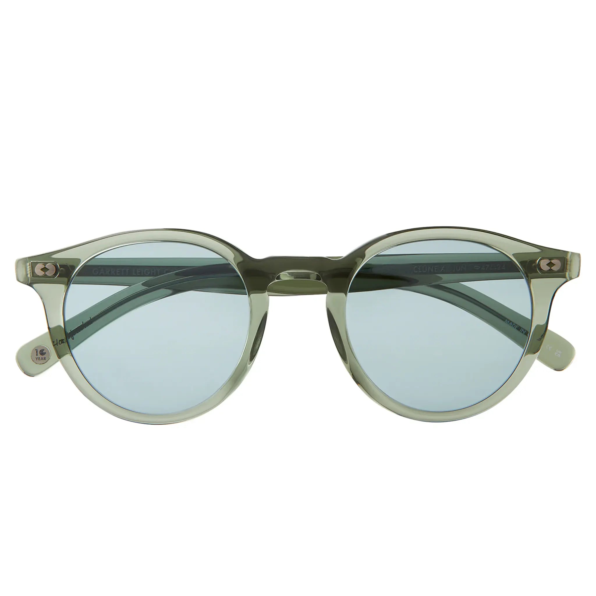 Front View of Garrett Leight Clune X Forever Classic Juniper Sunglasses