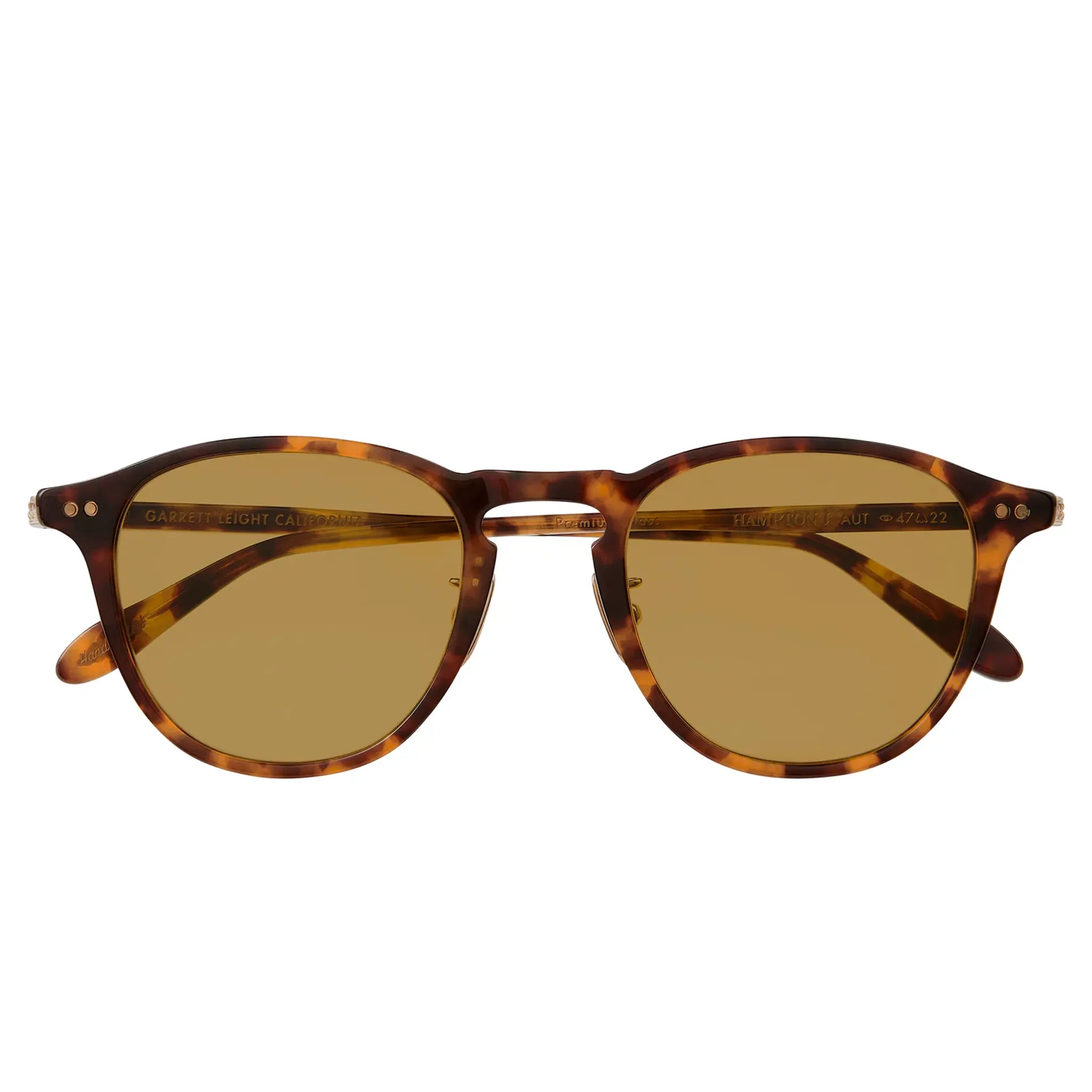 Front View of Garrett Leight Hampton J Forever Classic Autumn Tortoise Sunglasses 2165-47-AUT/PMP