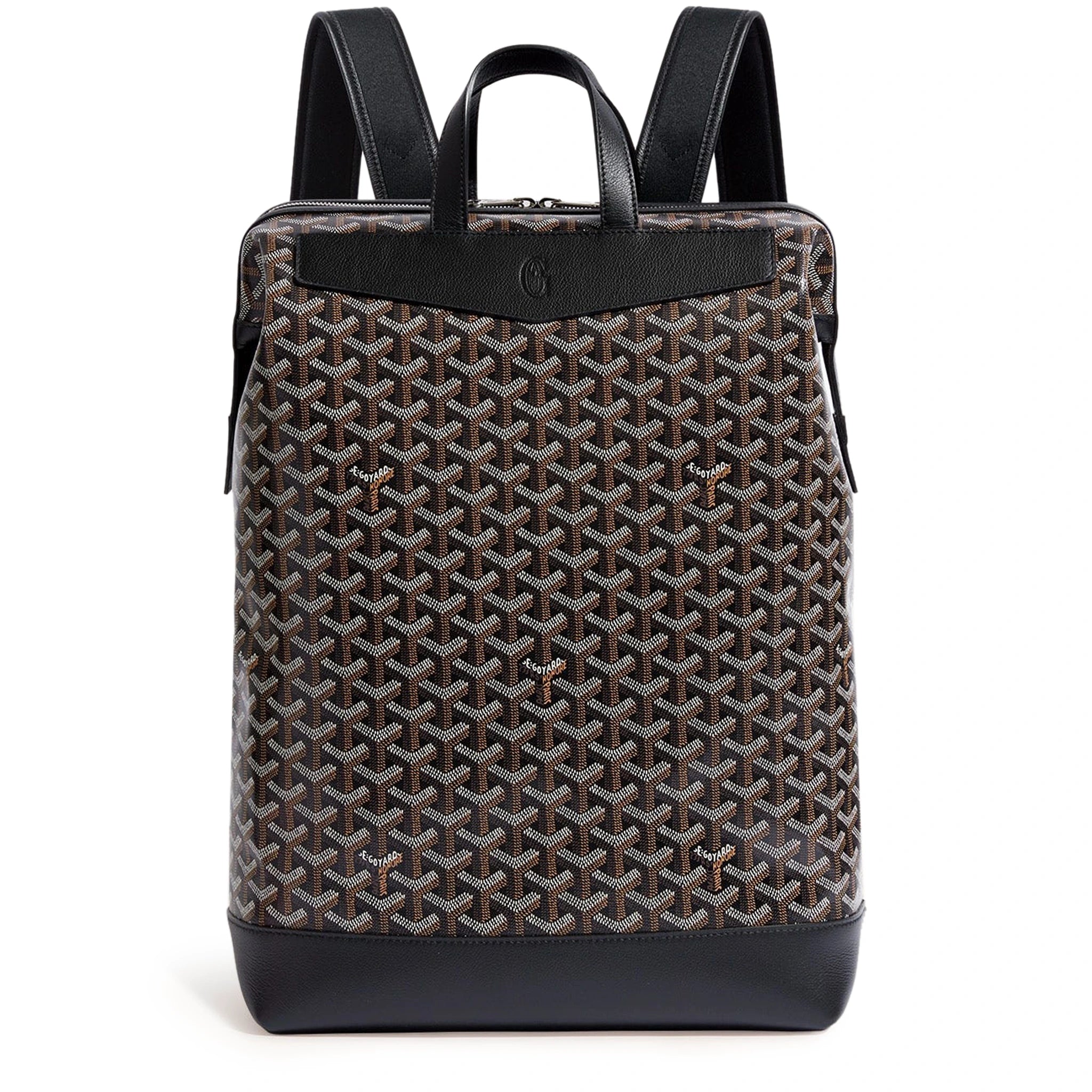 Front view of Goyard Black Cisalpin Backpack CISALPMMLTY01CL01P