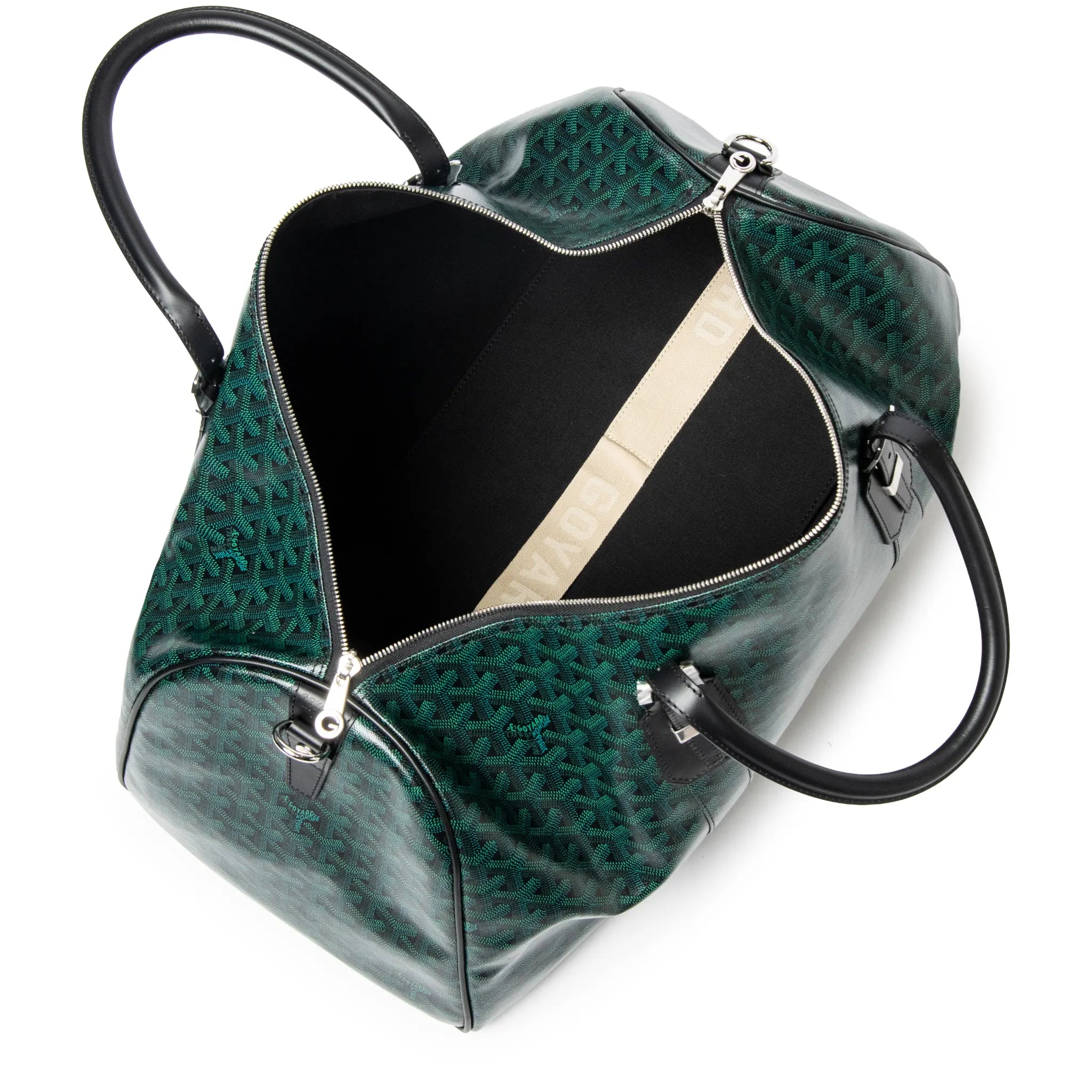 Inside View of Goyard Boston 50 Evergreen Bag BOSTON050TY79CL79P