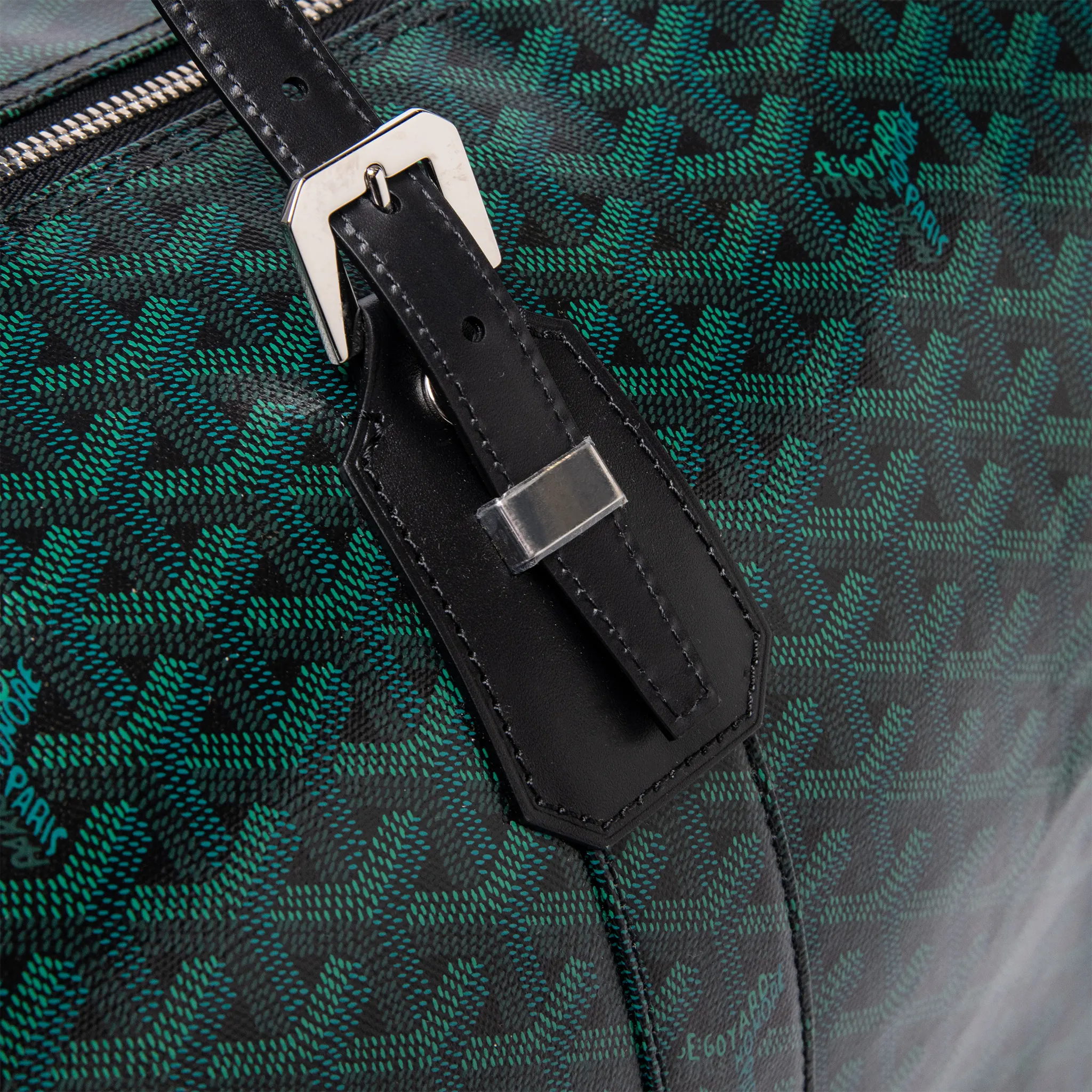 Detailed Strap View of Goyard Boston 50 Evergreen Bag BOSTON050TY79CL79P