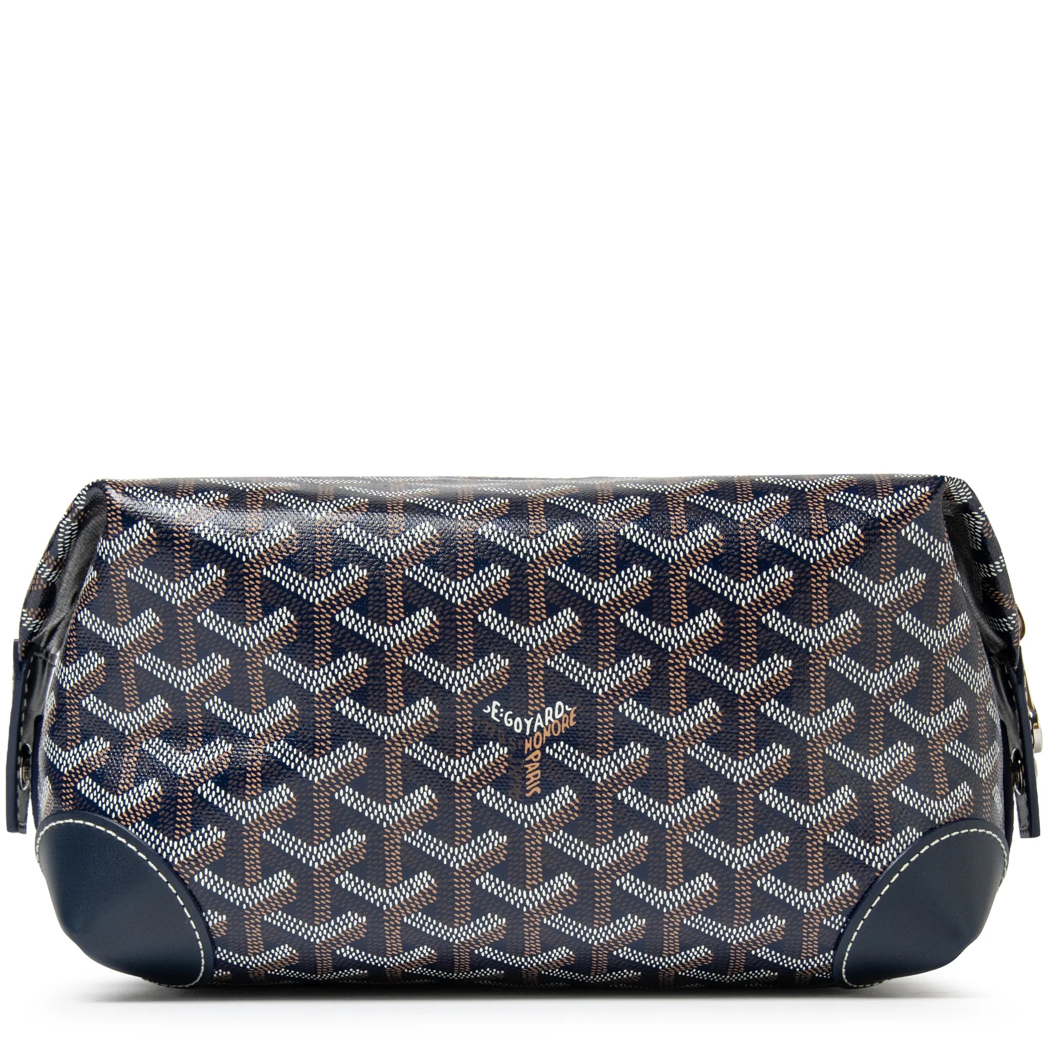Front View of Goyard Bowling 25 Navy Toiletry Bag BOWLIN025TY12CL12P