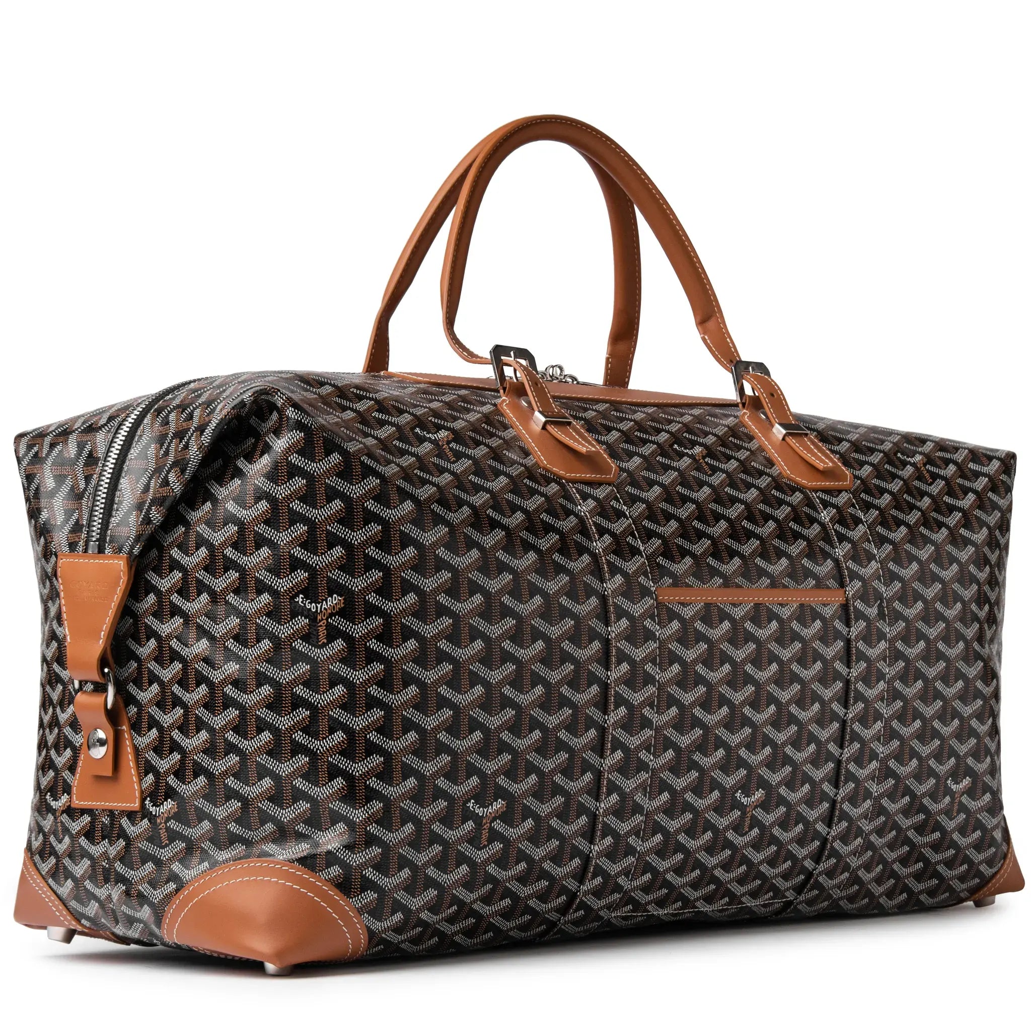 Front side view of Goyard Bowling 55 Black Tan Bag