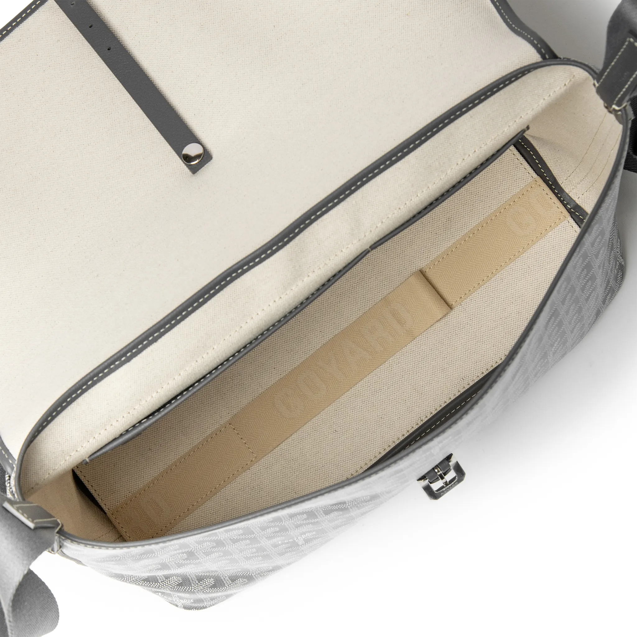 Inside View of Goyard Capetien MM Grey Messenger Bag  CAPETIMMLTY51CG51P