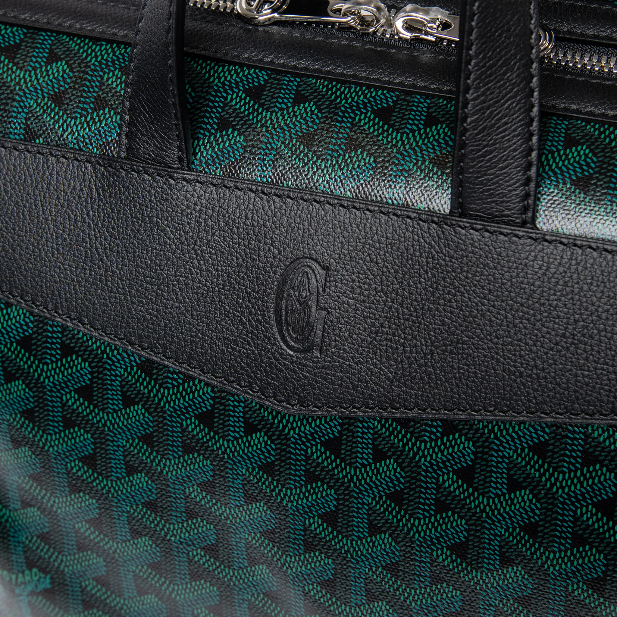 Detailed Logo View of Goyard Cisalpin Evergreen Backpack CISALPMMLTY79CL79P