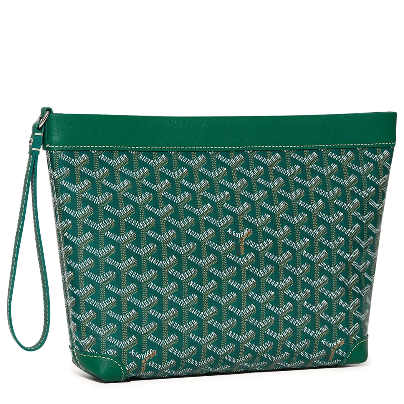 Front side view of Goyard Conti Green Pouch
